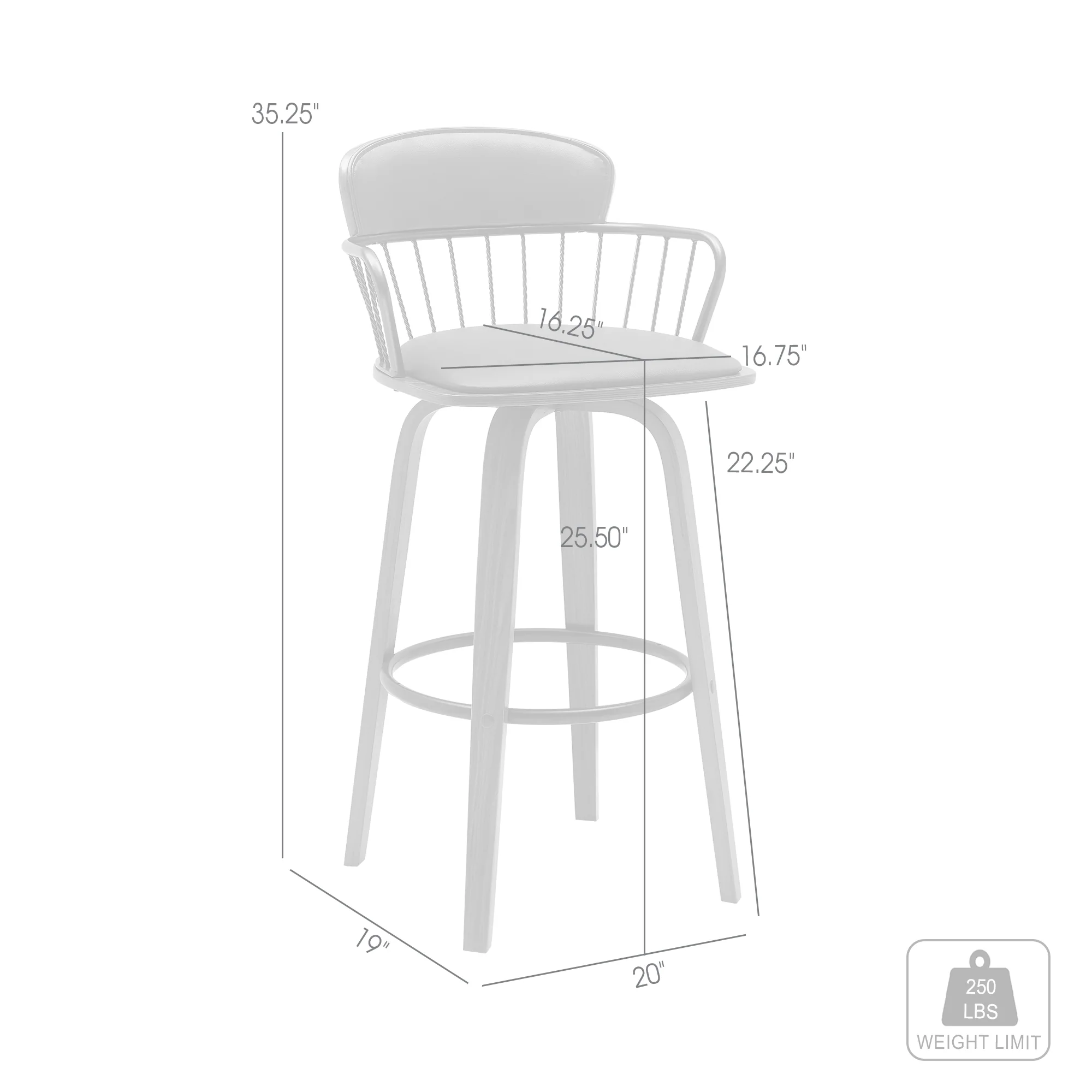 Willow 25.5" Swivel Walnut Wood Counter Stool in Gray Faux Leather with Golden Bronze Metal By Armen Living - Image 8