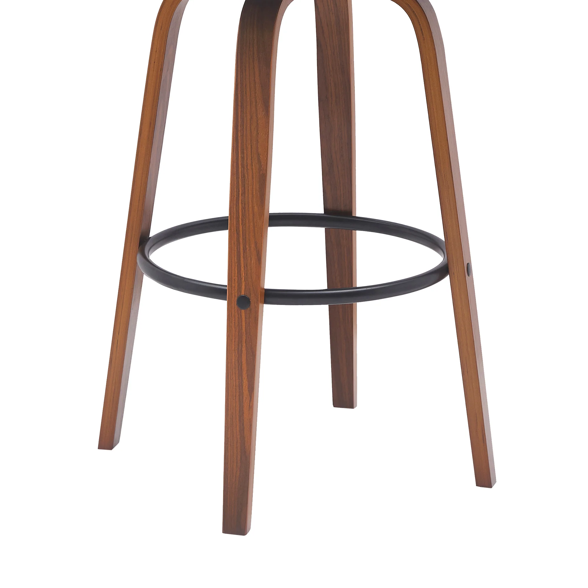 Willow 30" Swivel Walnut Wood Bar Stool in Gray Faux Leather with Golden Bronze Metal By Armen Living - Image 7