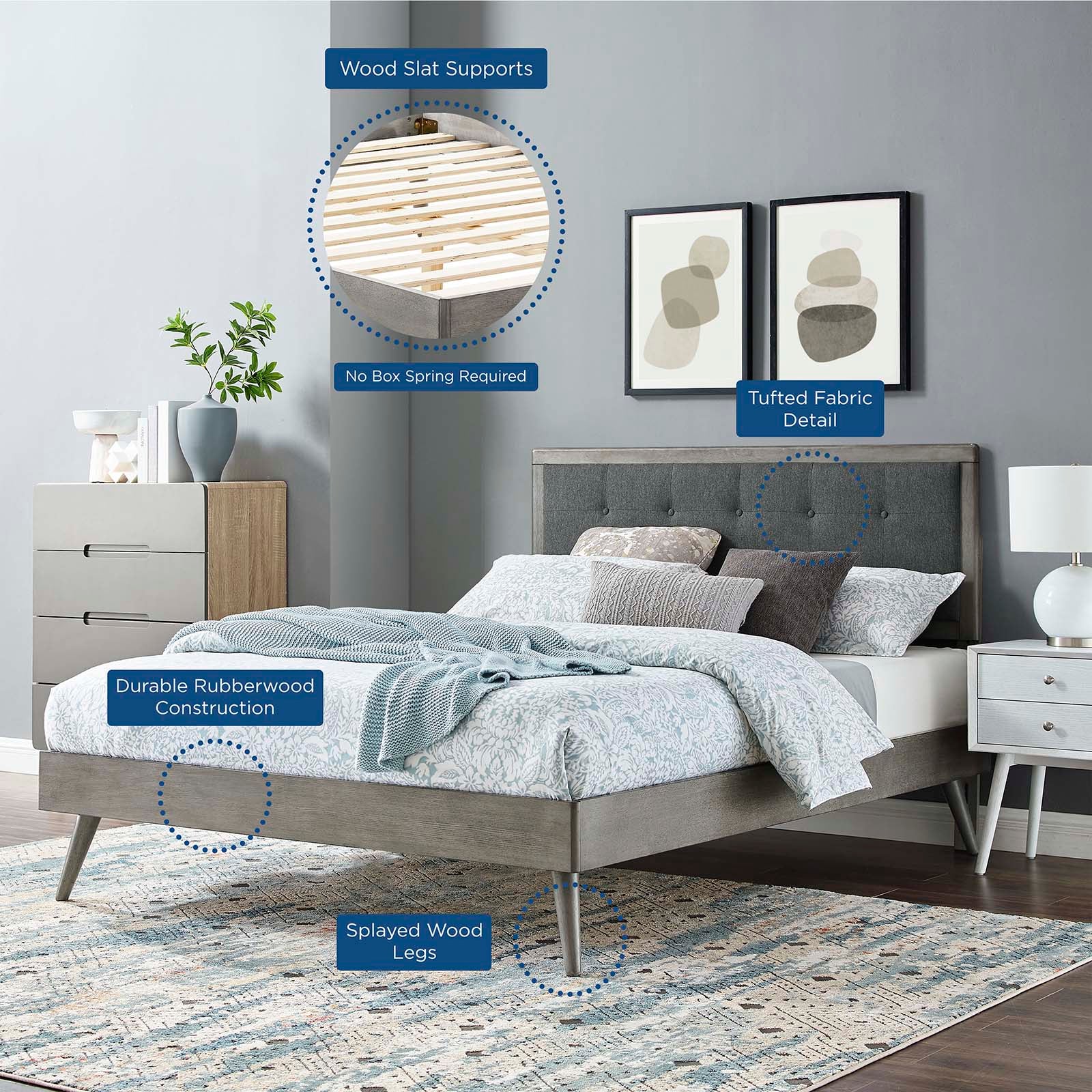 Willow Full Wood Platform Bed With Splayed Legs By Modway - MOD-6637 - Image 21