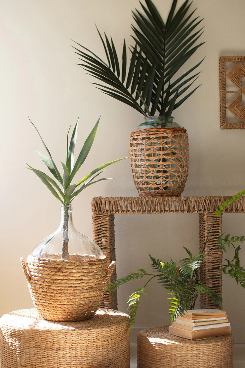 Willow Wrapped Glass Vessel By Kalalou - Image 5