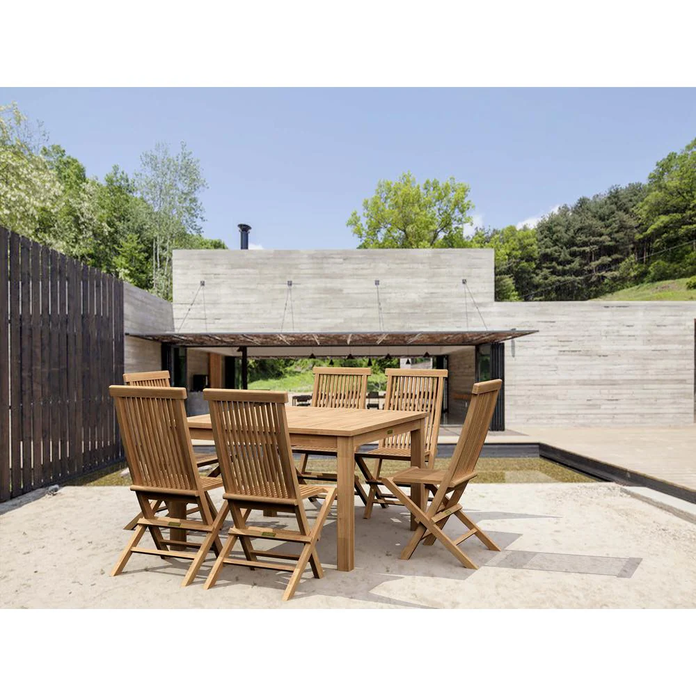 Windsor Classic Chair 7-Pieces Folding Dining Set By Anderson Teak - Image 2