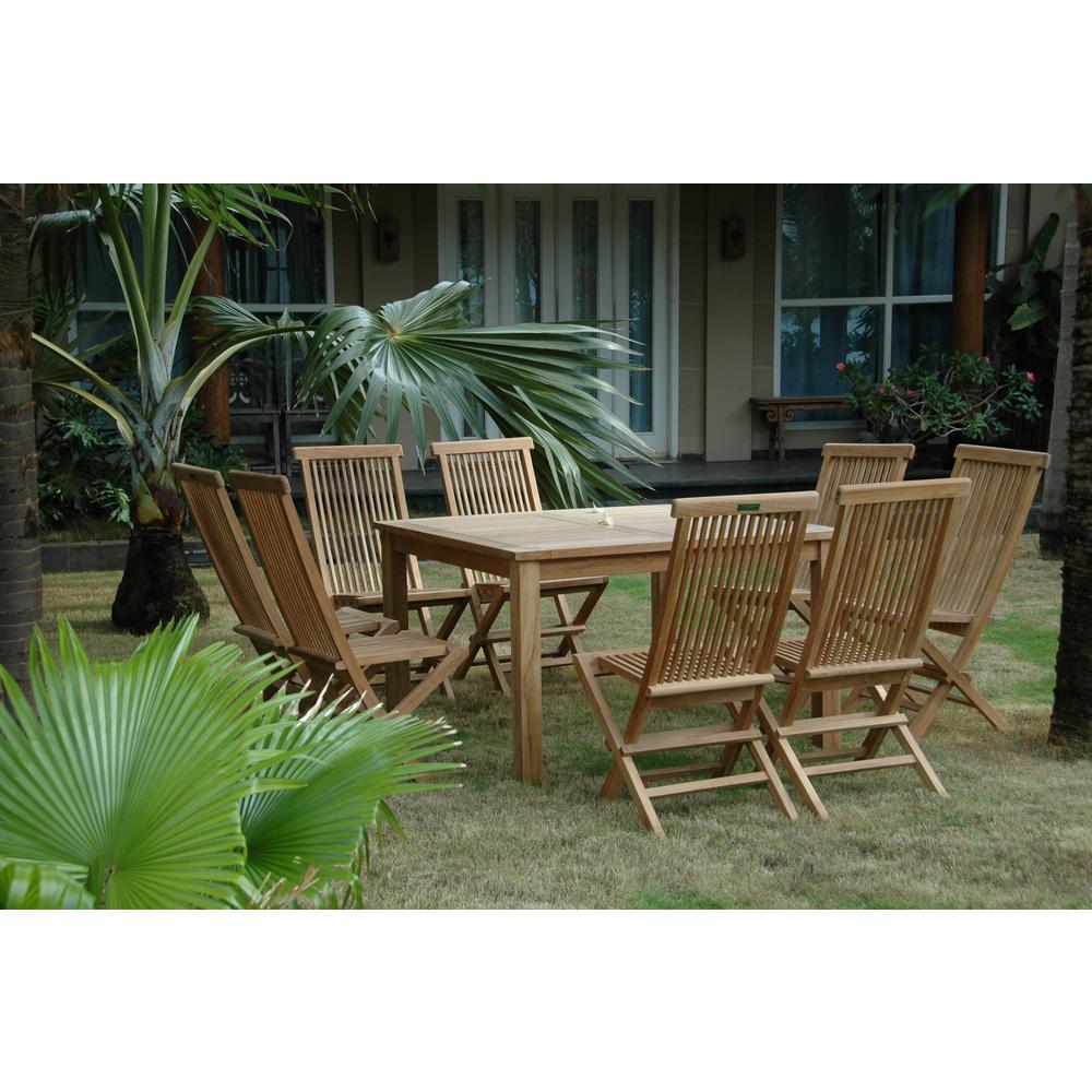Windsor Classic Chair 9-Pieces Folding Dining Set By Anderson Teak - Image 2