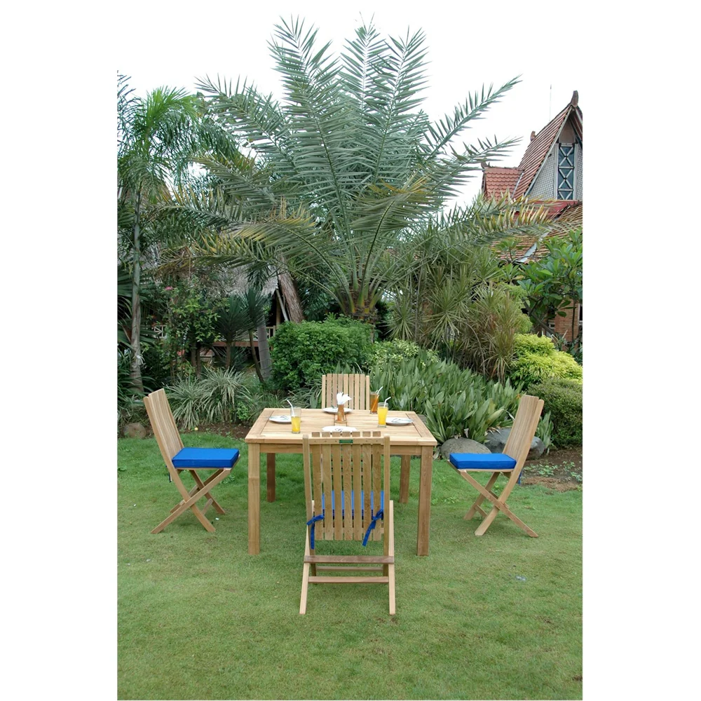 Windsor Comfort Chair 5-Pieces Folding Dining Set By Anderson Teak - Image 3