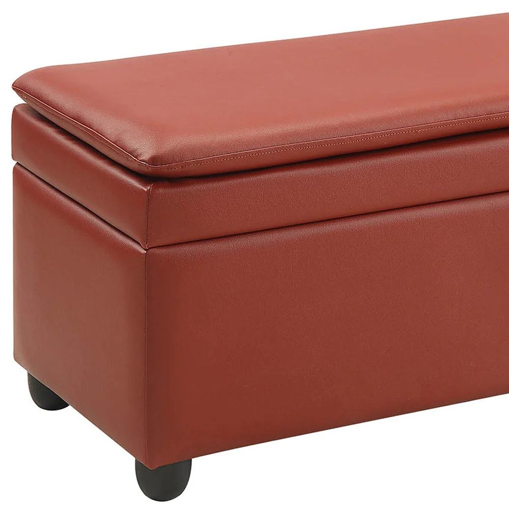 Wine PU Upholstery Bench wStorage By Homeroots - Image 5