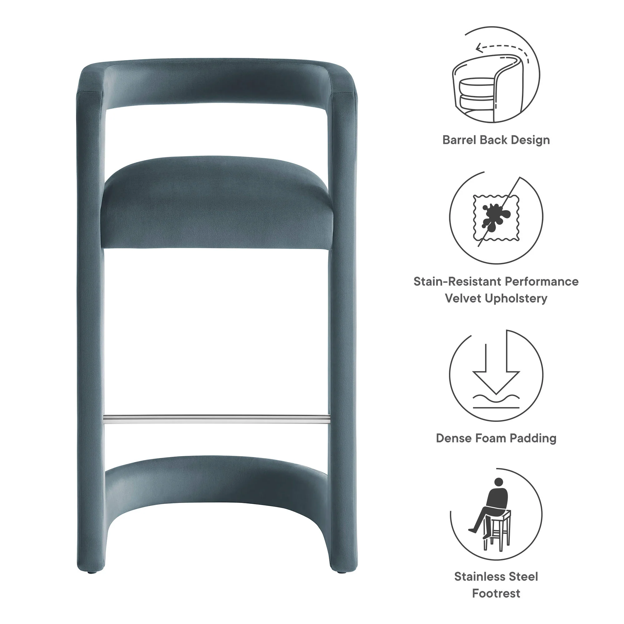 Winslow Performance Velvet Bar Stool by Modway - Image 17