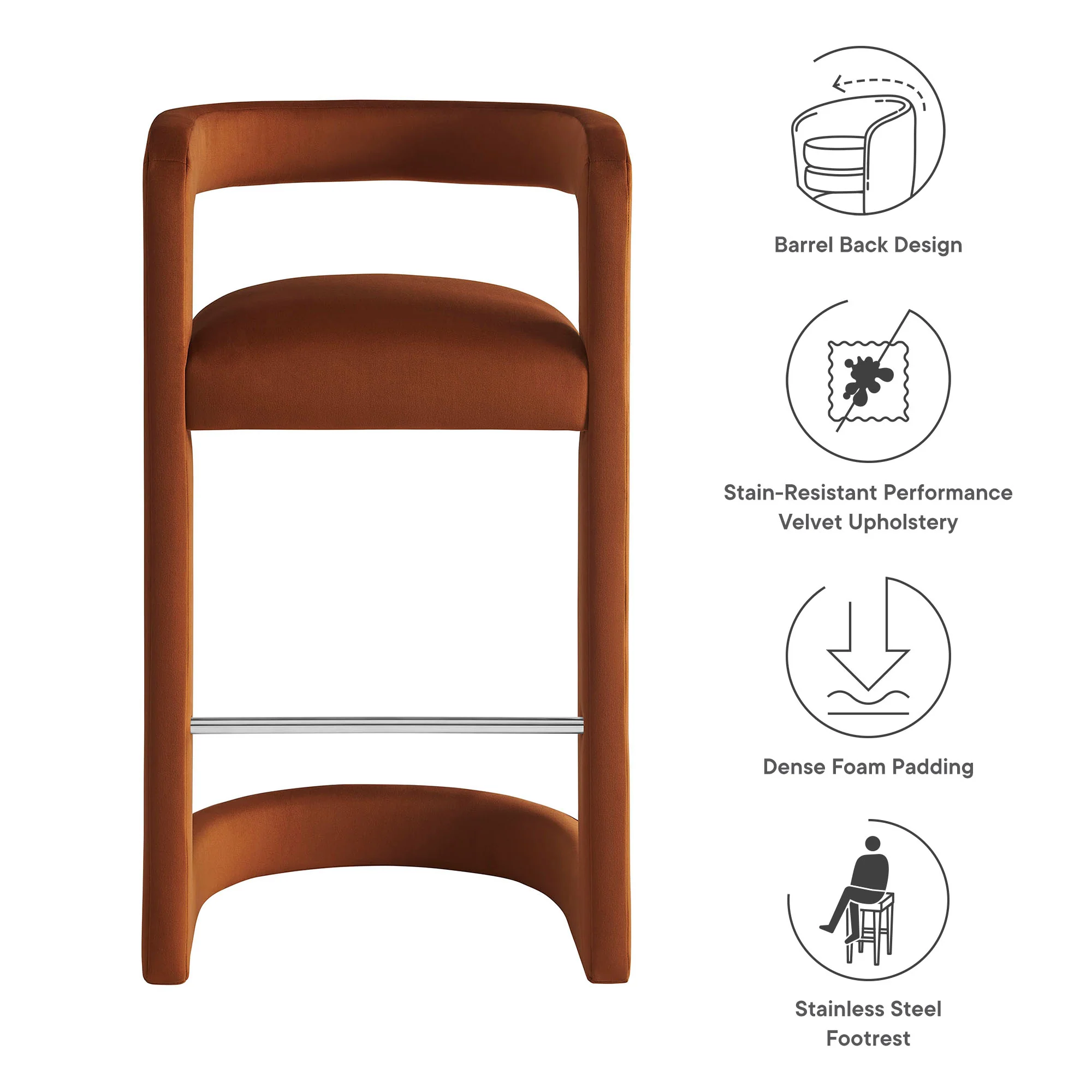 Winslow Performance Velvet Bar Stool by Modway - Image 35