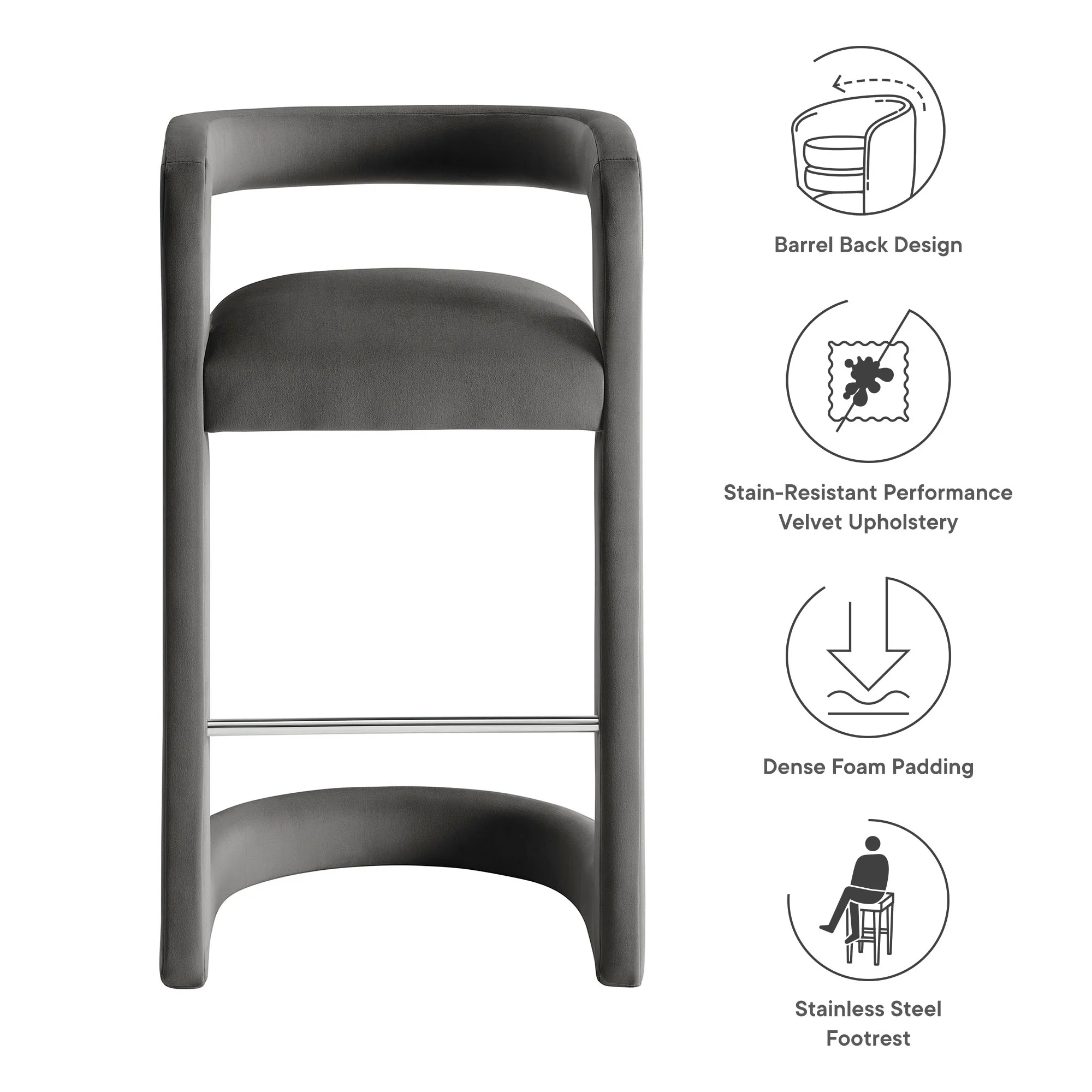 Winslow Performance Velvet Bar Stool by Modway - Image 44