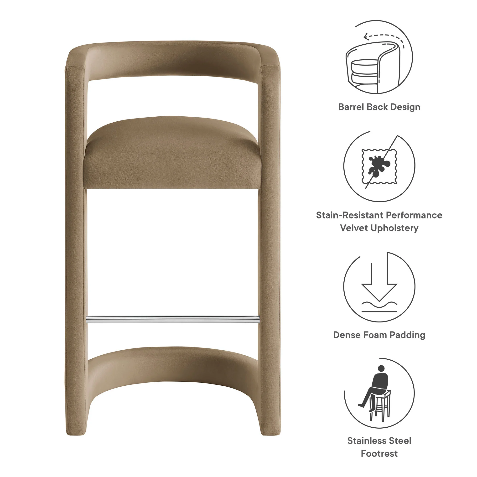 Winslow Performance Velvet Bar Stool by Modway - Image 53