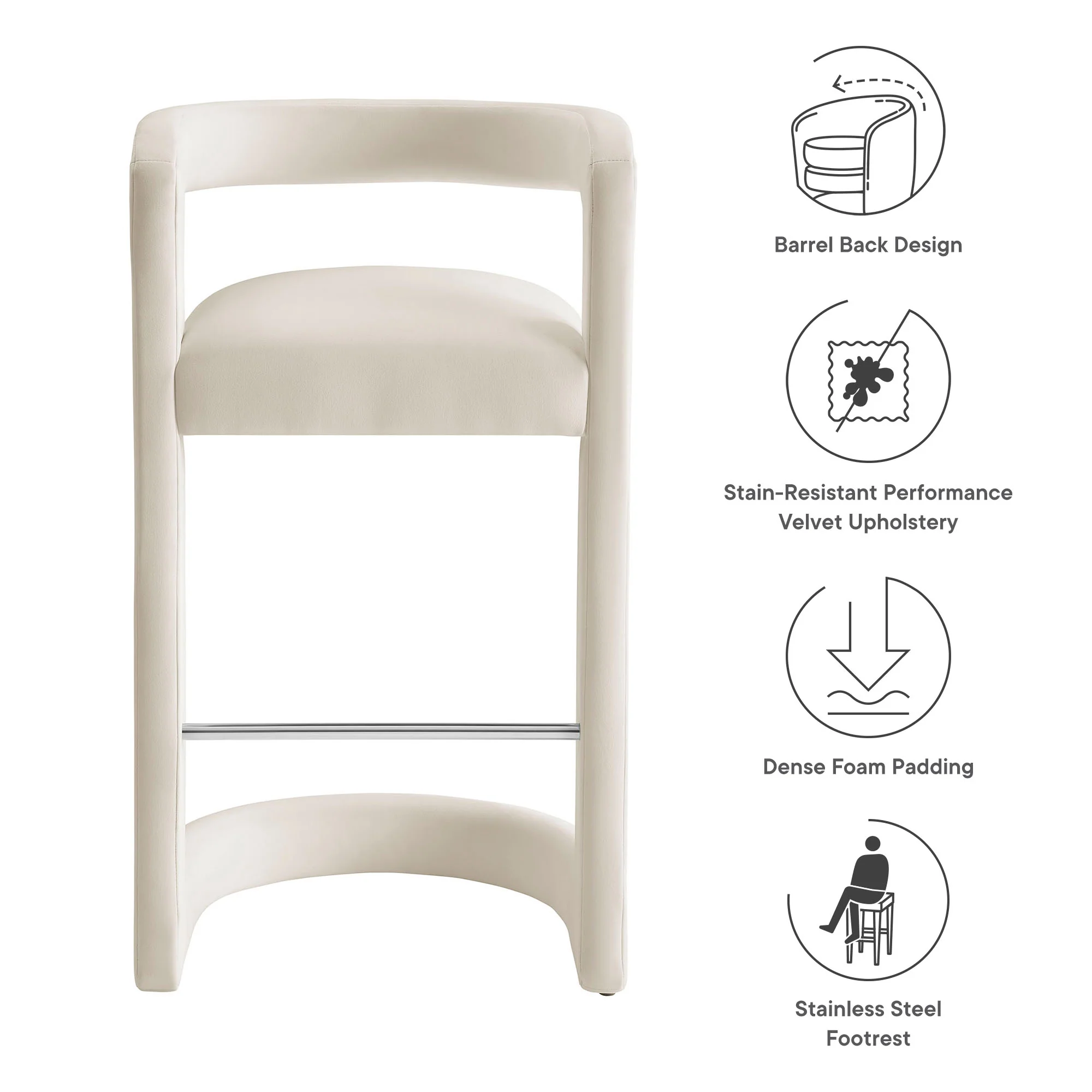 Winslow Performance Velvet Bar Stool by Modway - Image 8
