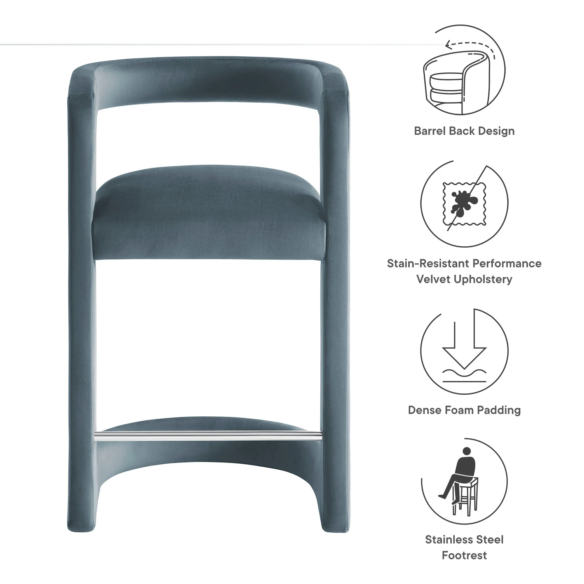 Winslow Performance Velvet Counter Stool by Modway - Image 17
