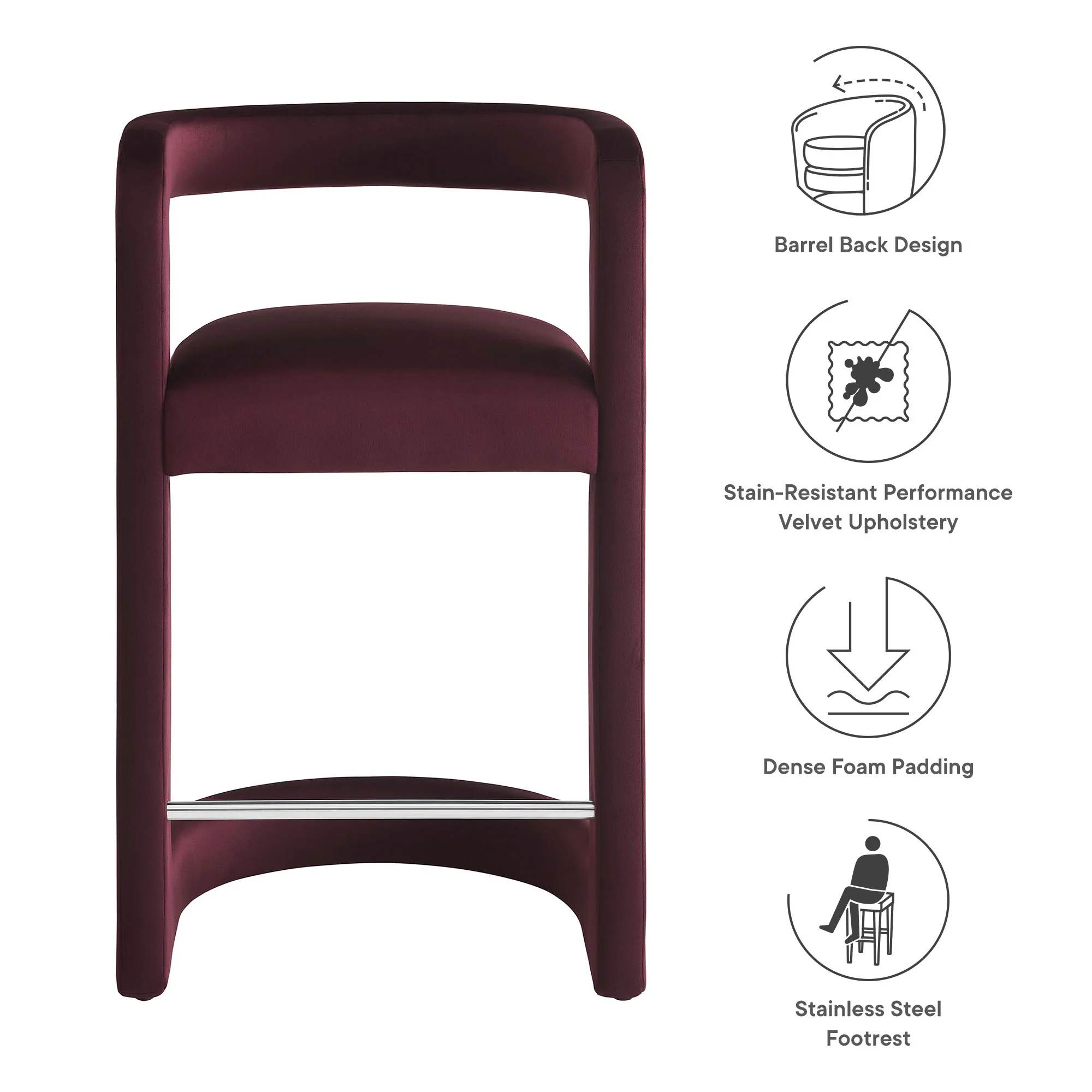 Winslow Performance Velvet Counter Stool by Modway - Image 26