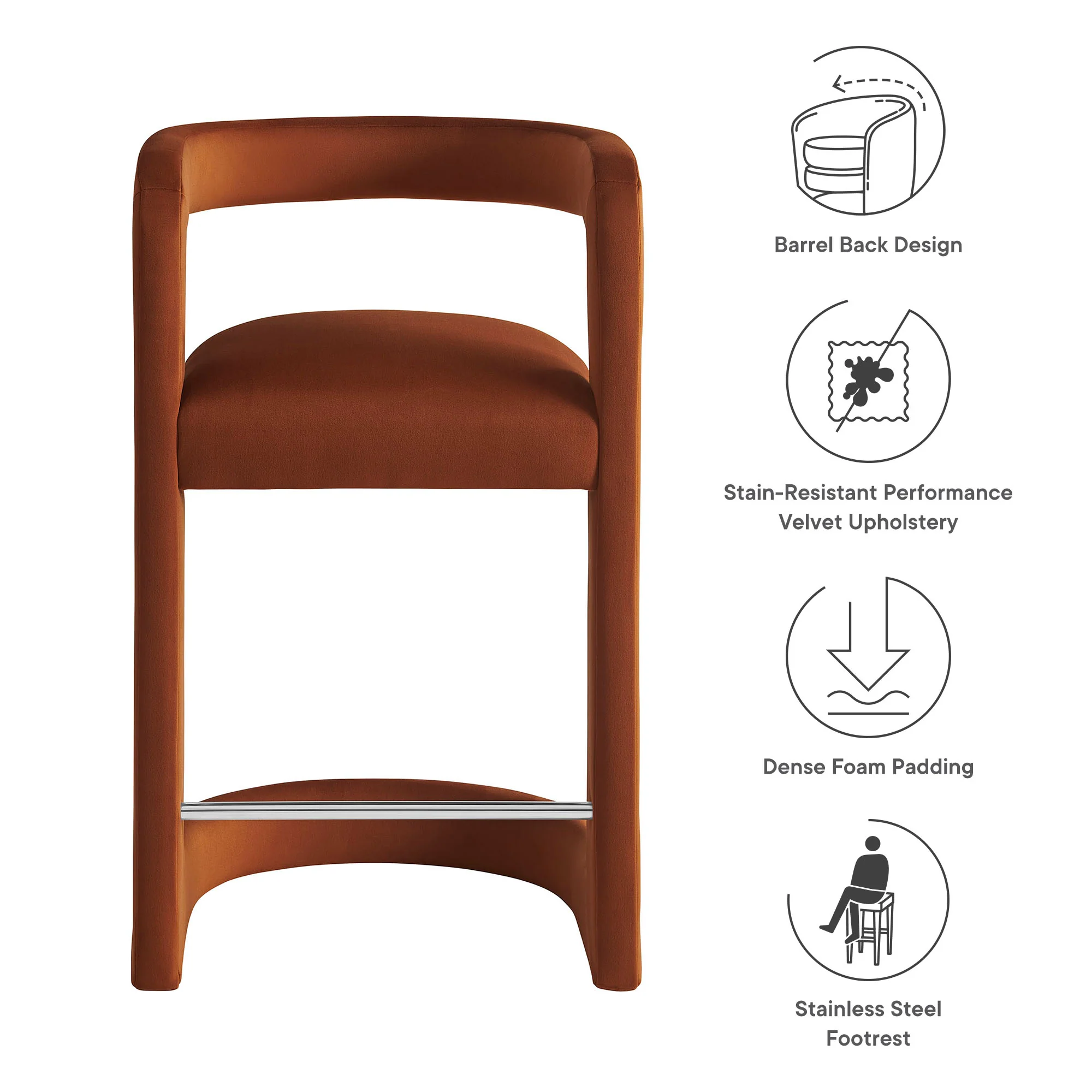 Winslow Performance Velvet Counter Stool by Modway - Image 35