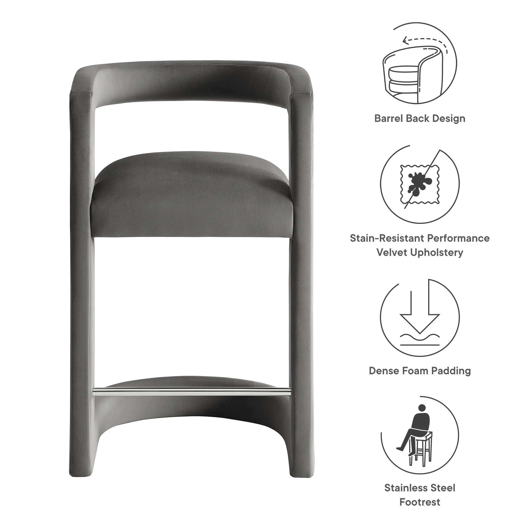Winslow Performance Velvet Counter Stool by Modway - Image 44
