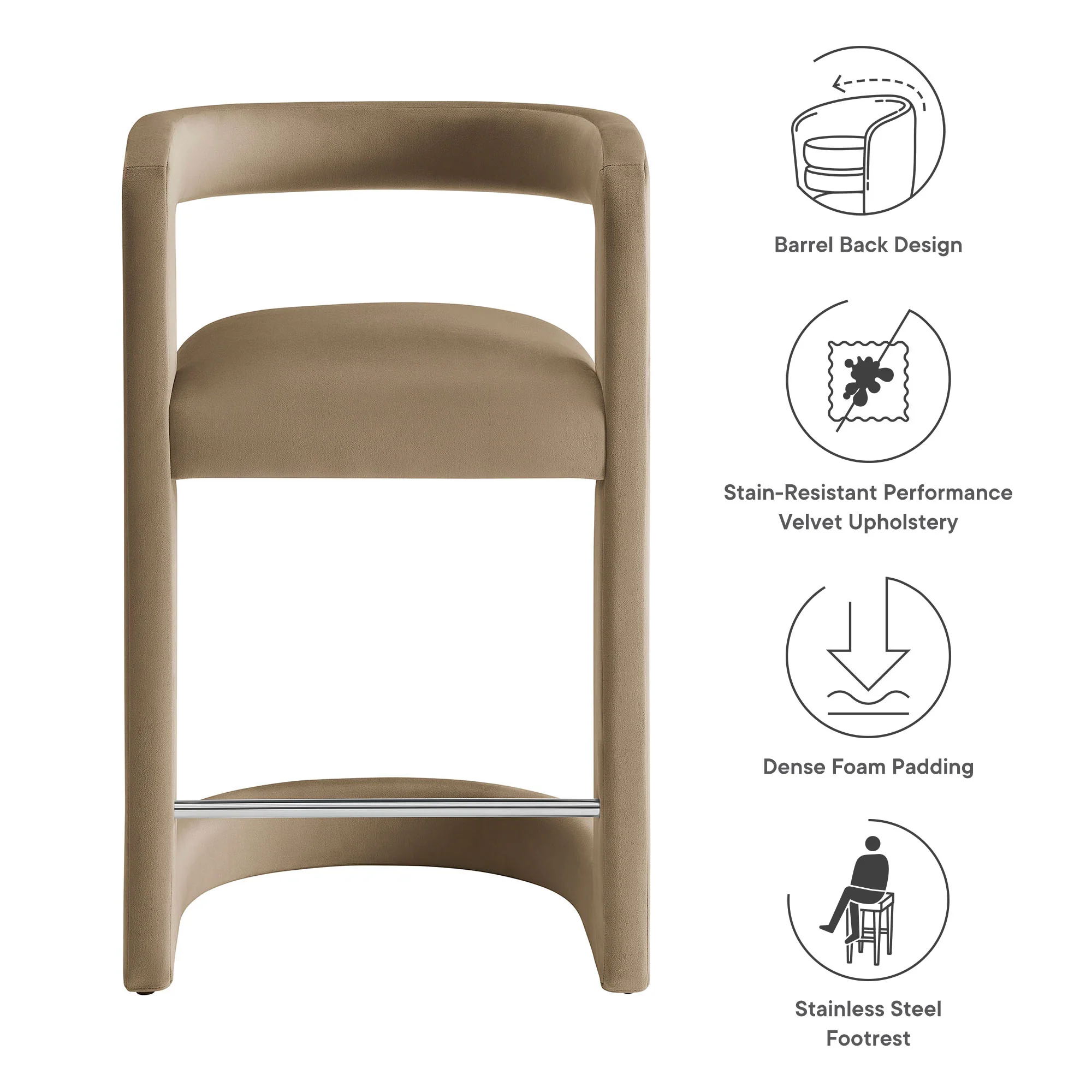 Winslow Performance Velvet Counter Stool by Modway - Image 53