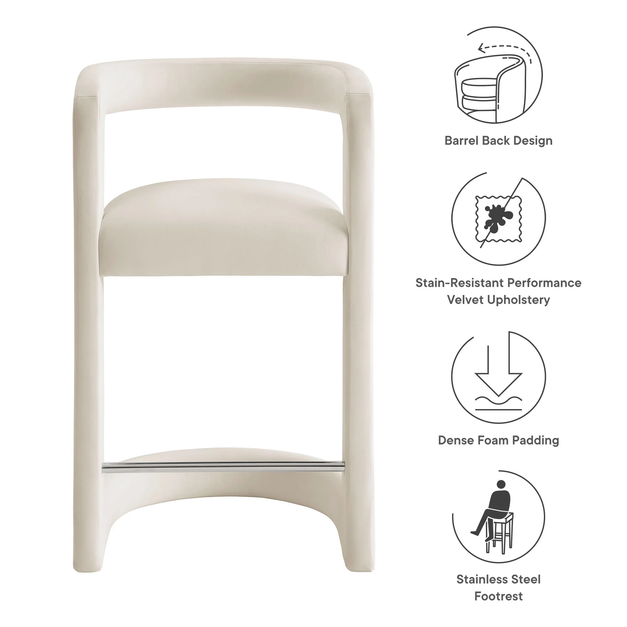 Winslow Performance Velvet Counter Stool by Modway - Image 8