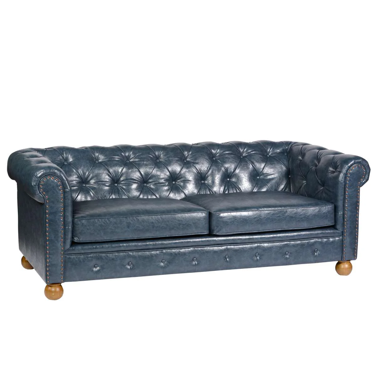 Winston Antique Blue Bonded Leather Sofa By Armen Living - Image 2