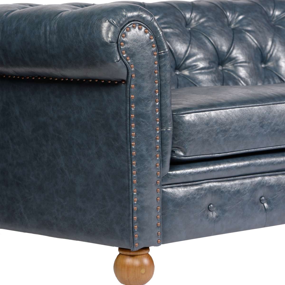 Winston Antique Blue Bonded Leather Sofa Chair By Armen Living - Image 2