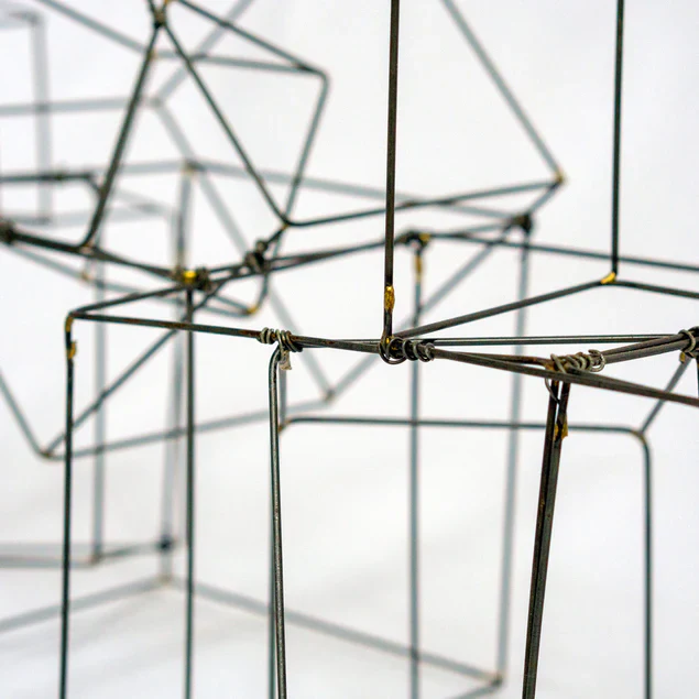 Wire Cube Sculpture By Gold Leaf Design Group - Image 4