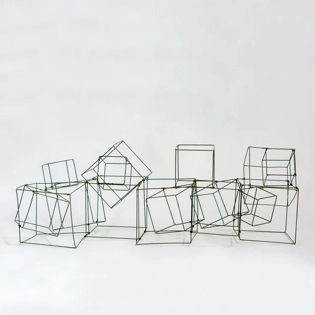 Wire Cube Sculpture By Gold Leaf Design Group - Image 6