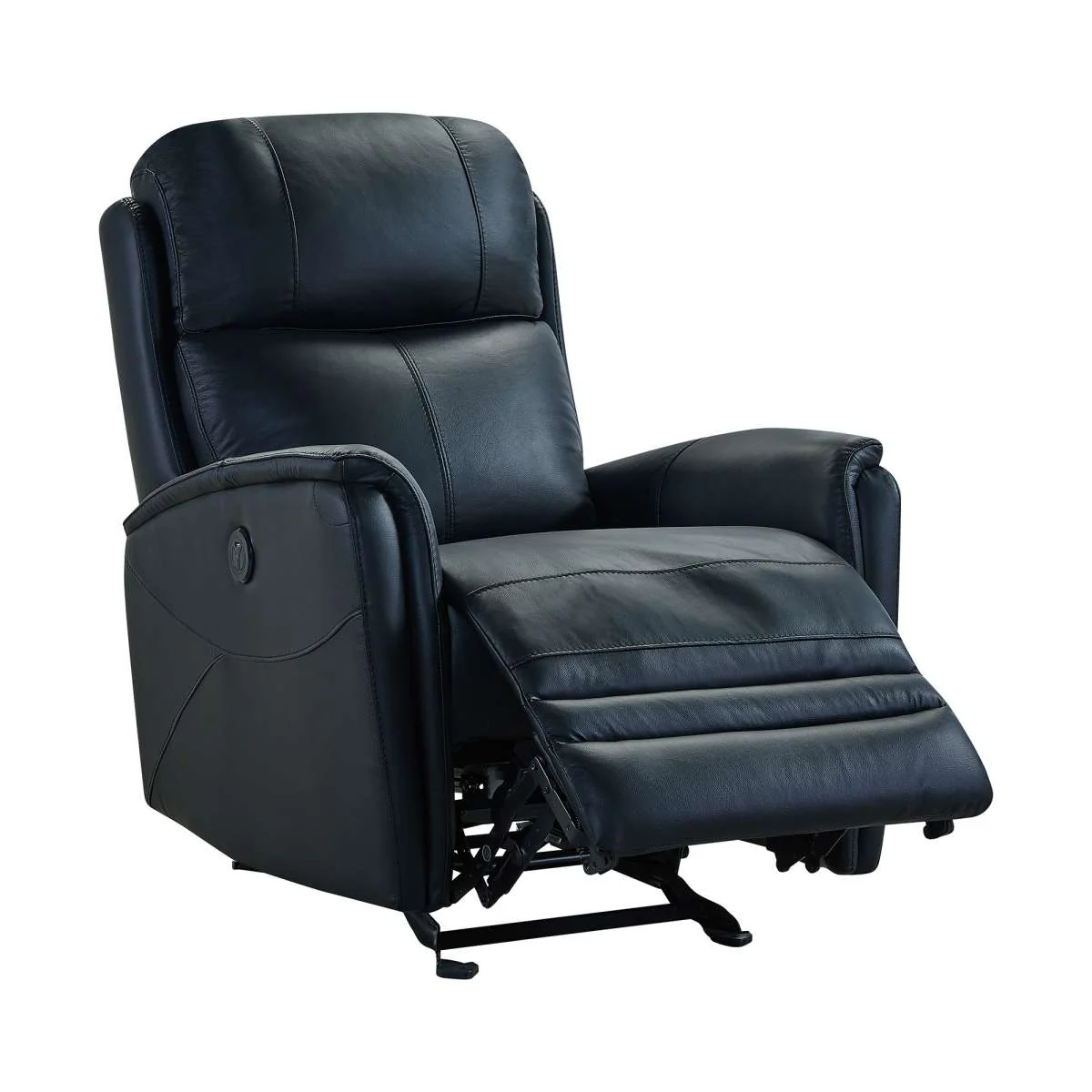Wolfe Contemporary Recliner in Black Genuine Leather By Armen Living - Image 3
