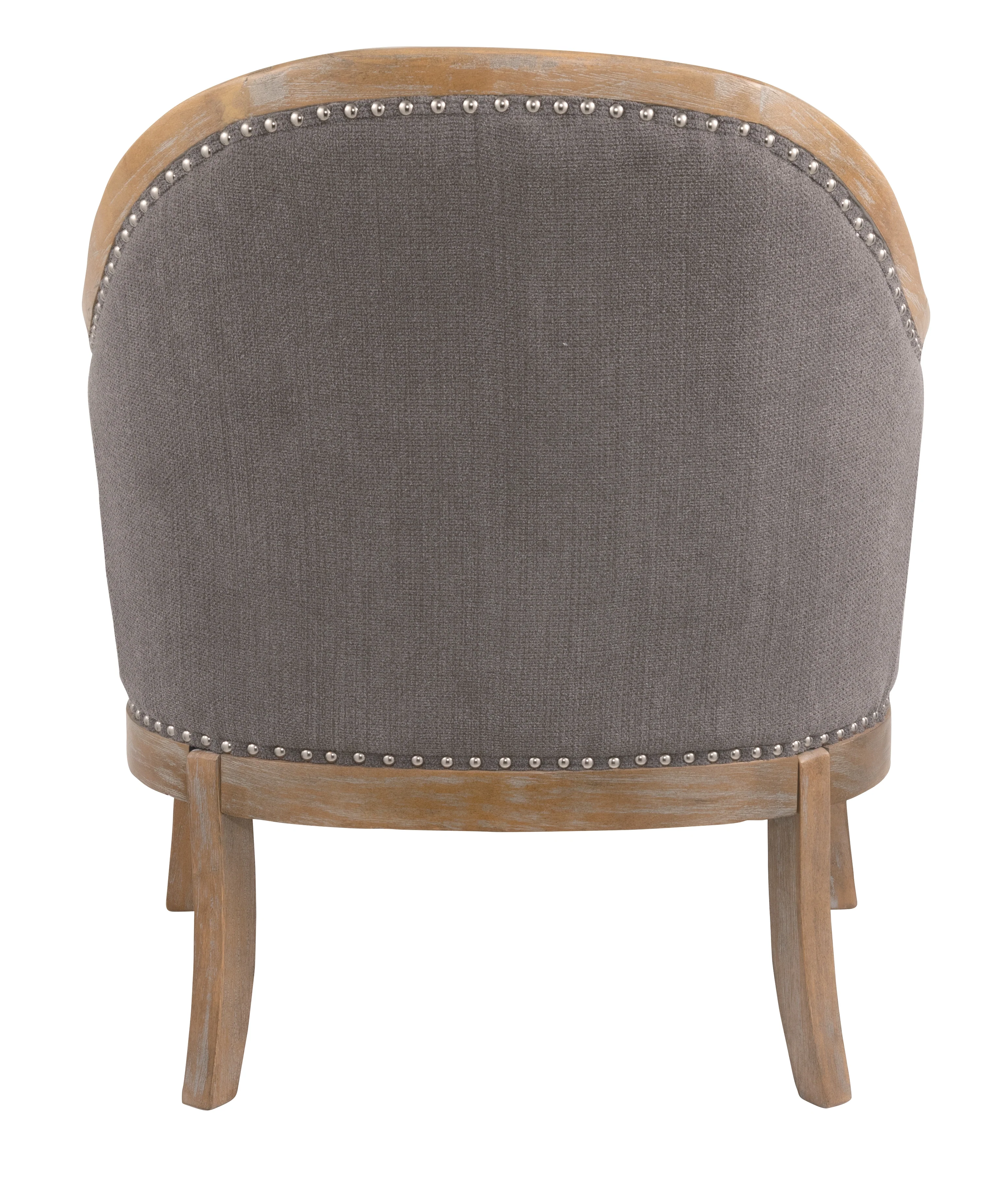 Wood and Fabric Accent Chair with Nail Head Trim, Brown By Benzara - Image 4