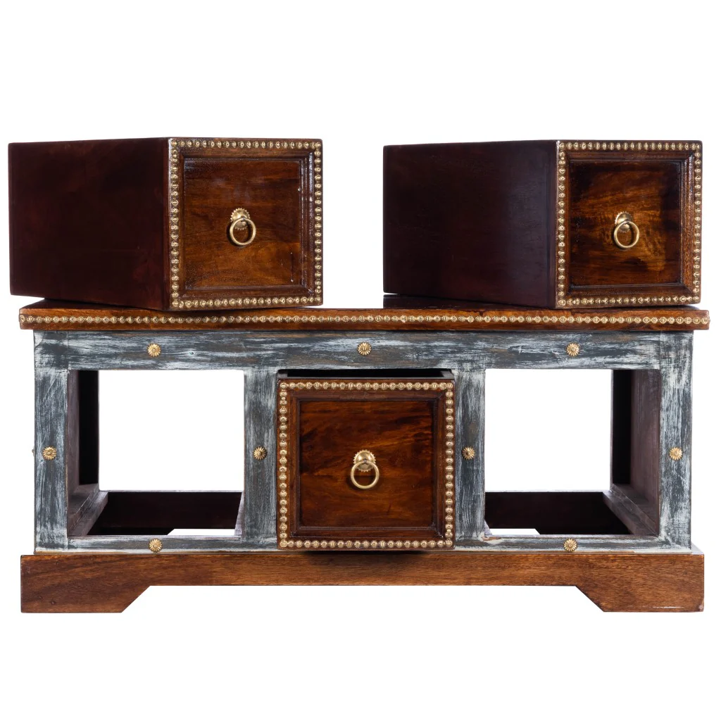 Wood and Hand Painted Storage Coffee Table By Homeroots - Image 3