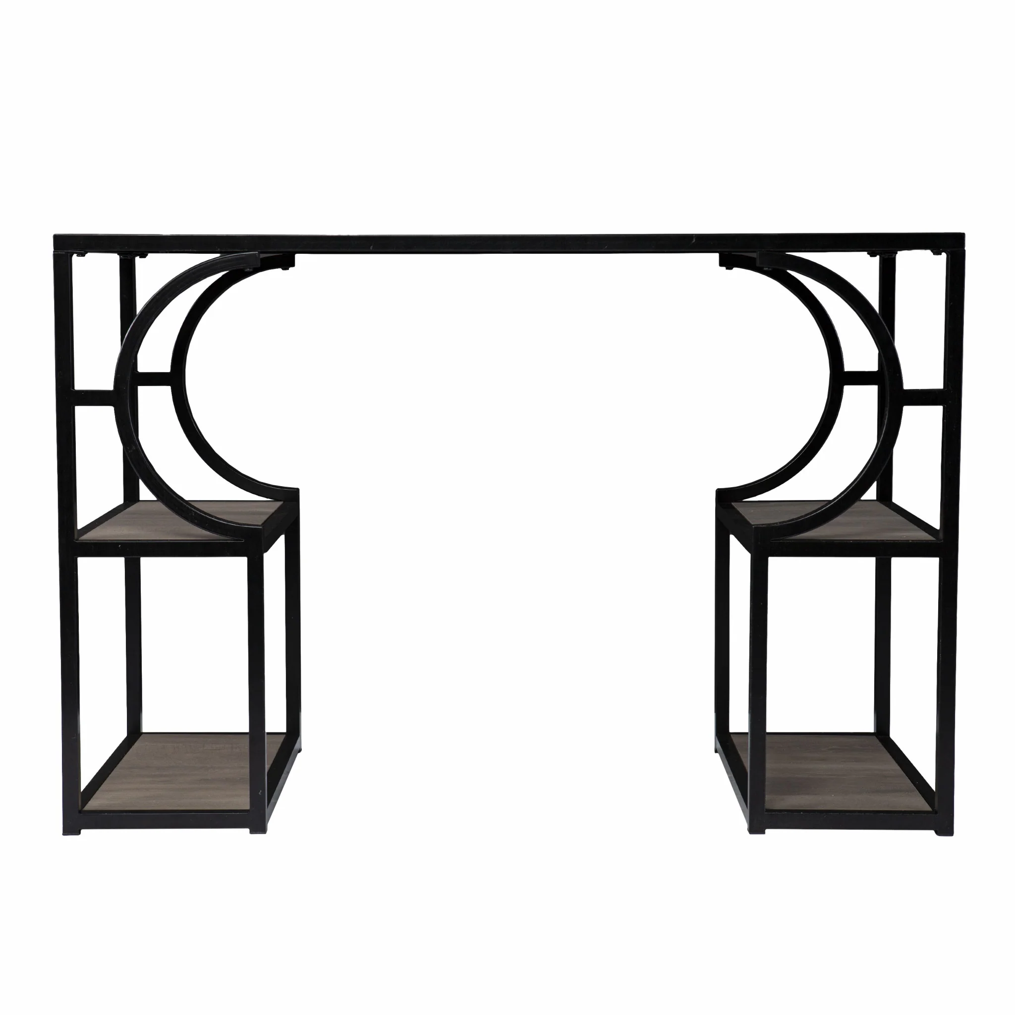 Wood and Iron Writing Desk with Storage By Homeroots - Image 3