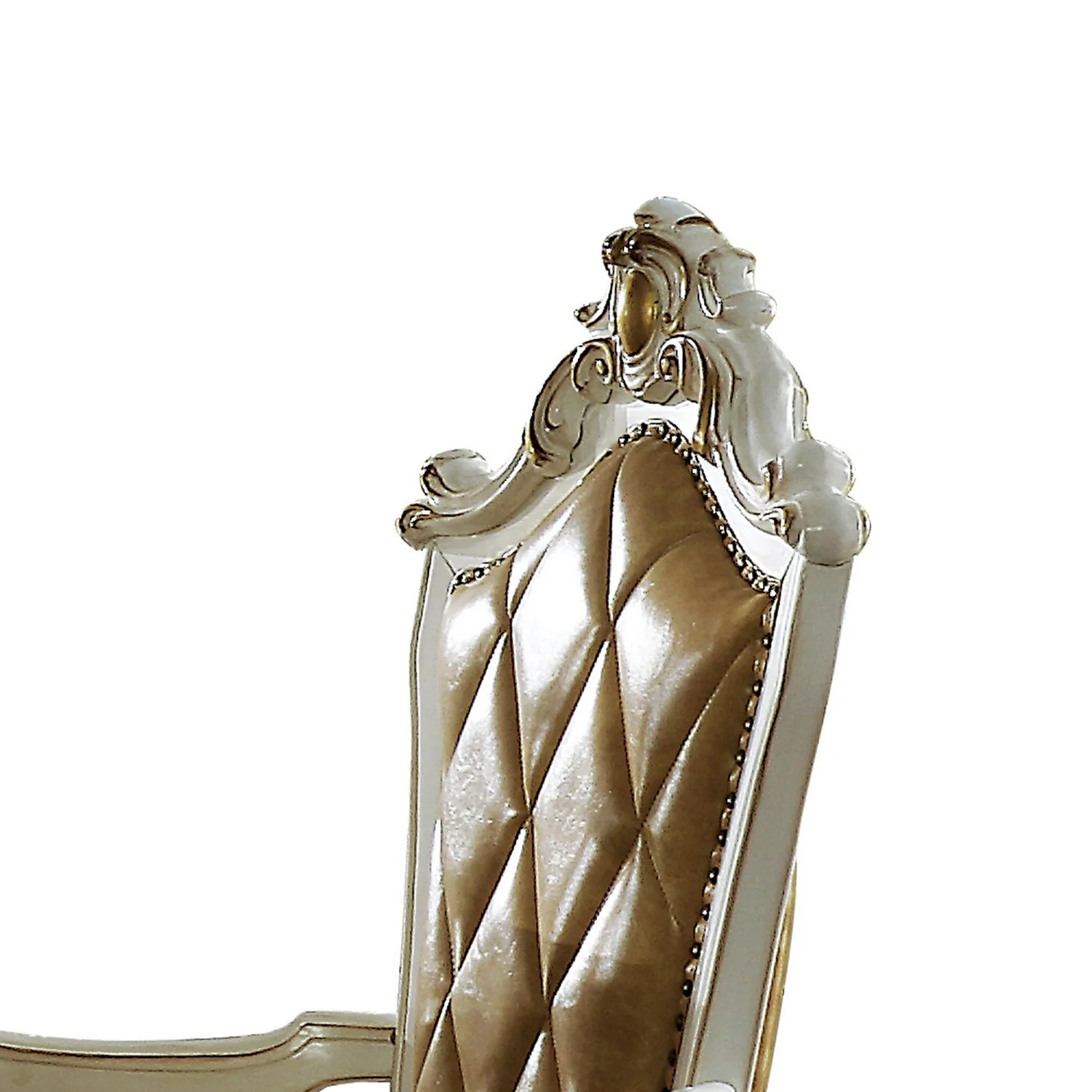 Wood And Leather Dining Chairs With Armrests, Set Of 2, White And Brown By Benzara - Image 2