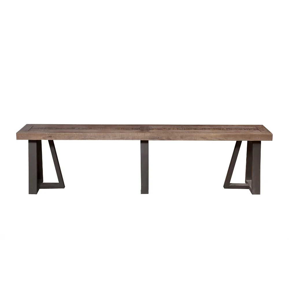 Wood And Metal Dining Bench Brown By Benzara - Image 2