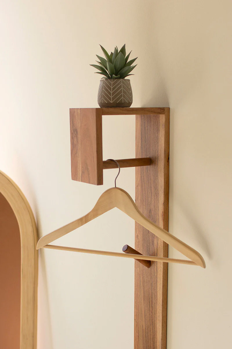 Wood And Metal Wall Coat Rack By Kalalou - Image 2