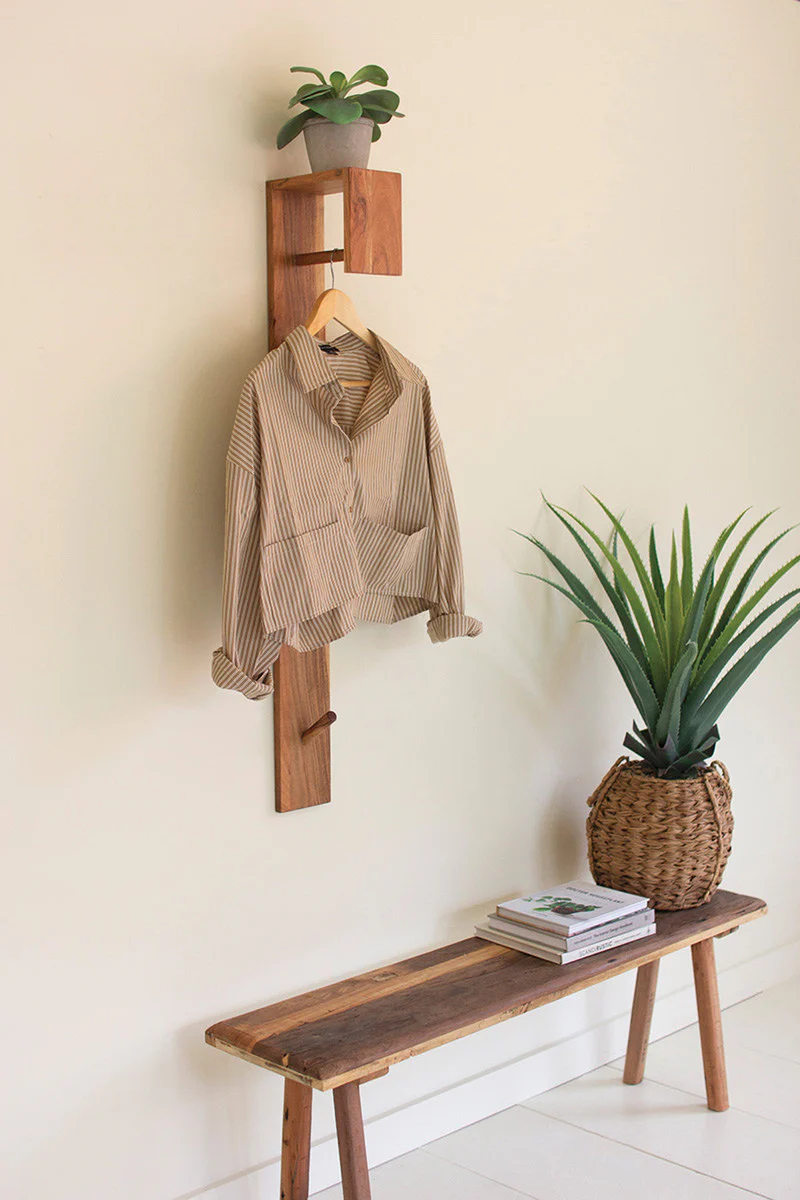 Wood And Metal Wall Coat Rack By Kalalou - Image 3