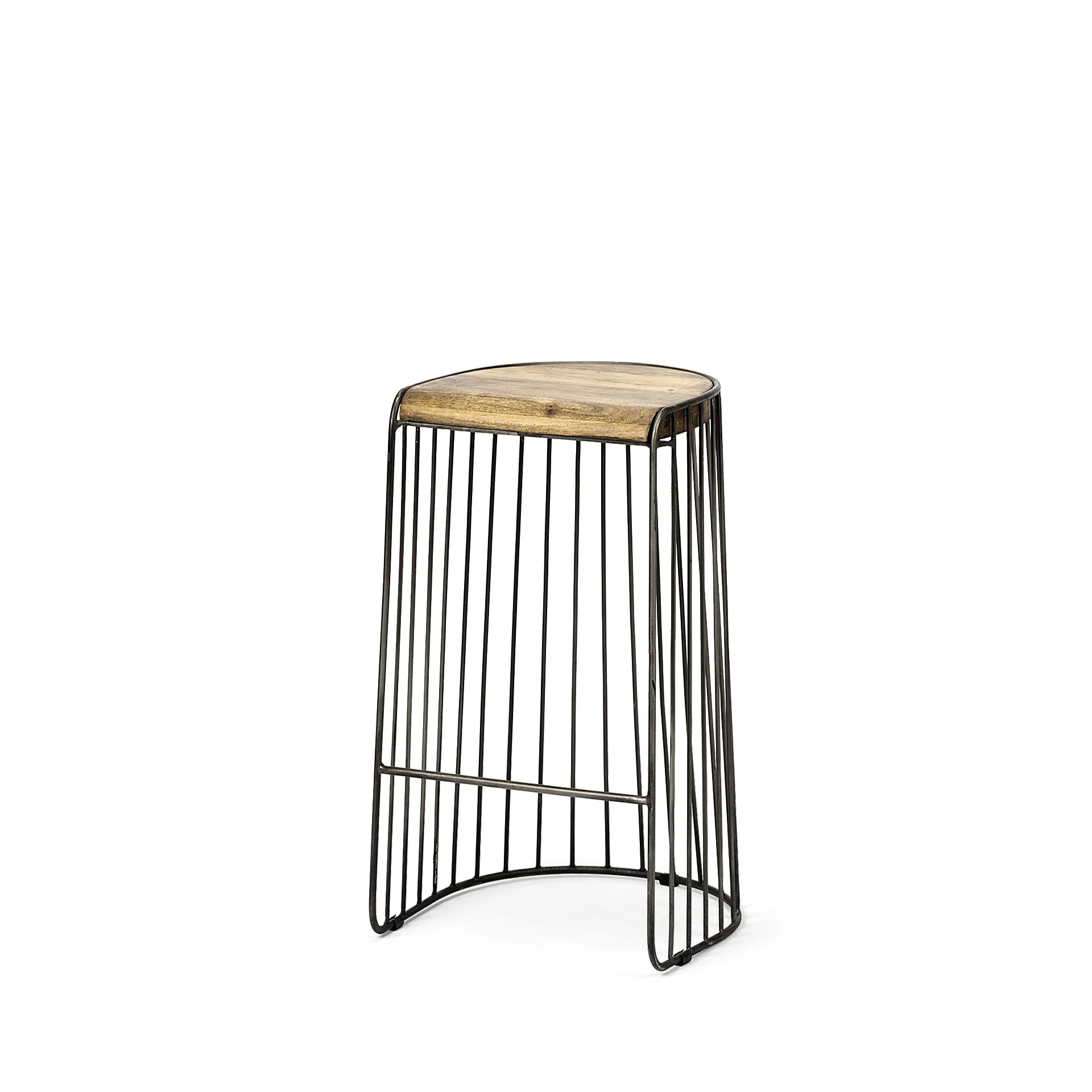 Wood And Metal Wire Design Counter Stool By Homeroots - Image 2