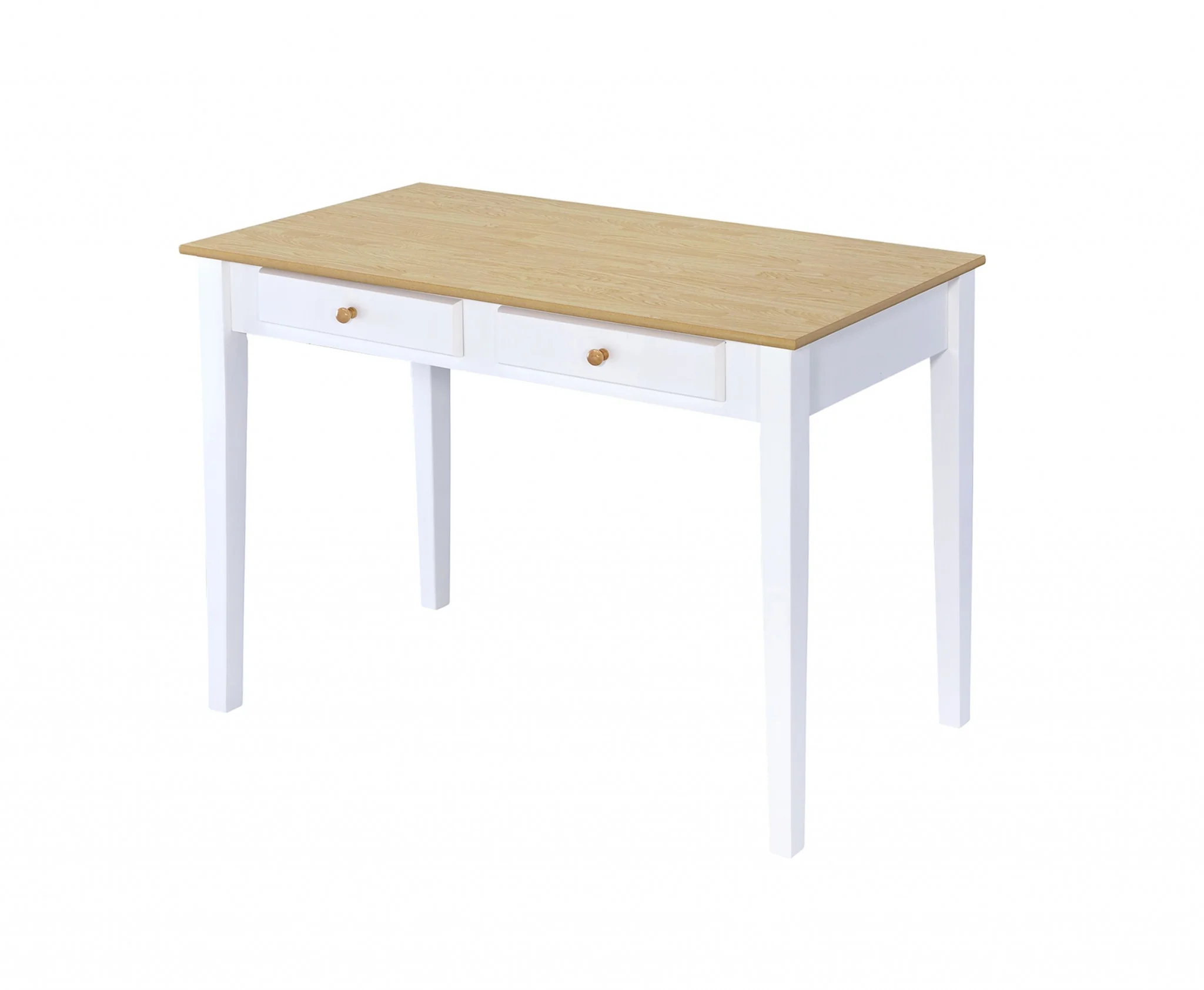 Wood And White Finish Cottage Desk With 2 Drawers By Homeroots - Image 2