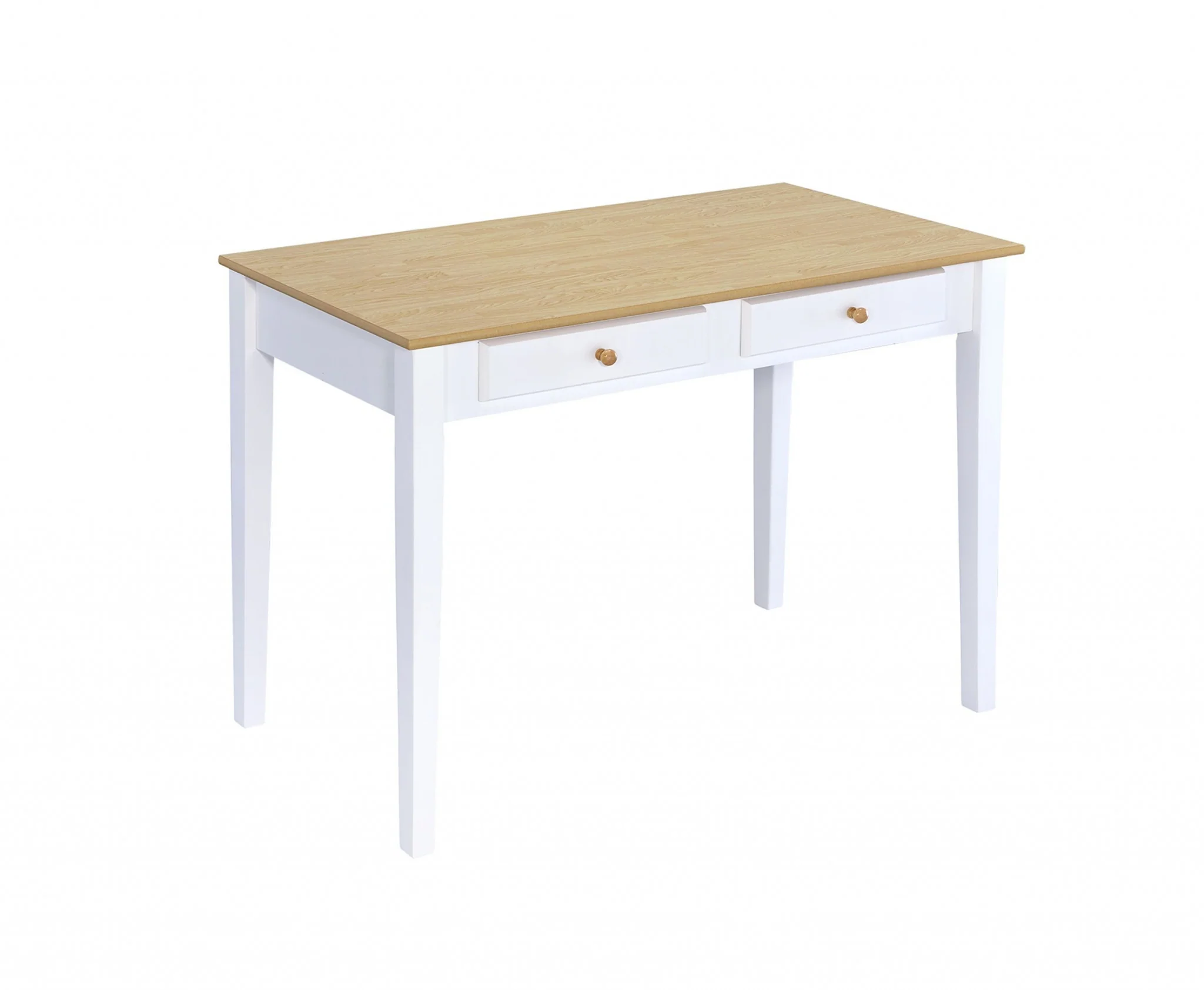 Wood And White Finish Cottage Desk With 2 Drawers By Homeroots - Image 3