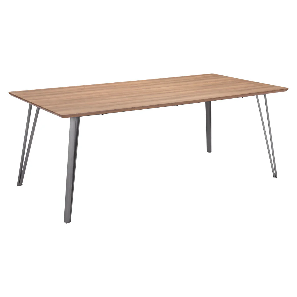 Wood Brown And Gray Steel Dining Table By Homeroots - Image 2