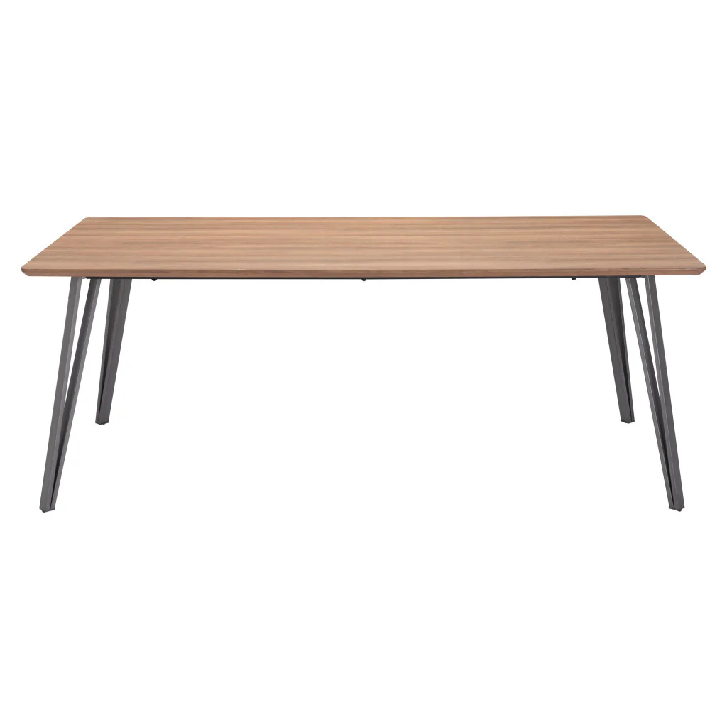 Wood Brown And Gray Steel Dining Table By Homeroots - Image 3