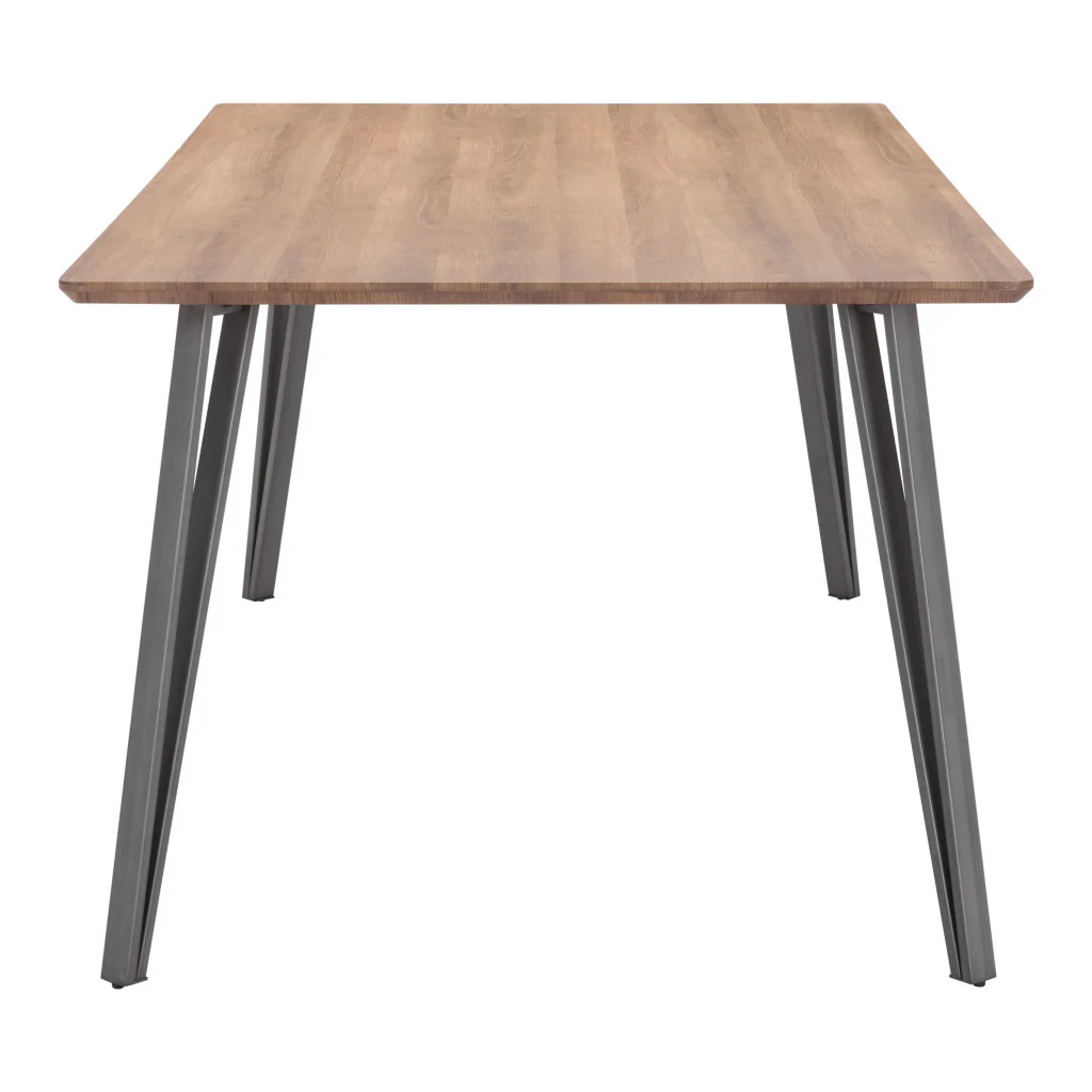 Wood Brown And Gray Steel Dining Table By Homeroots - Image 4