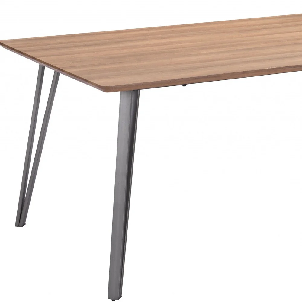 Wood Brown And Gray Steel Dining Table By Homeroots - Image 5