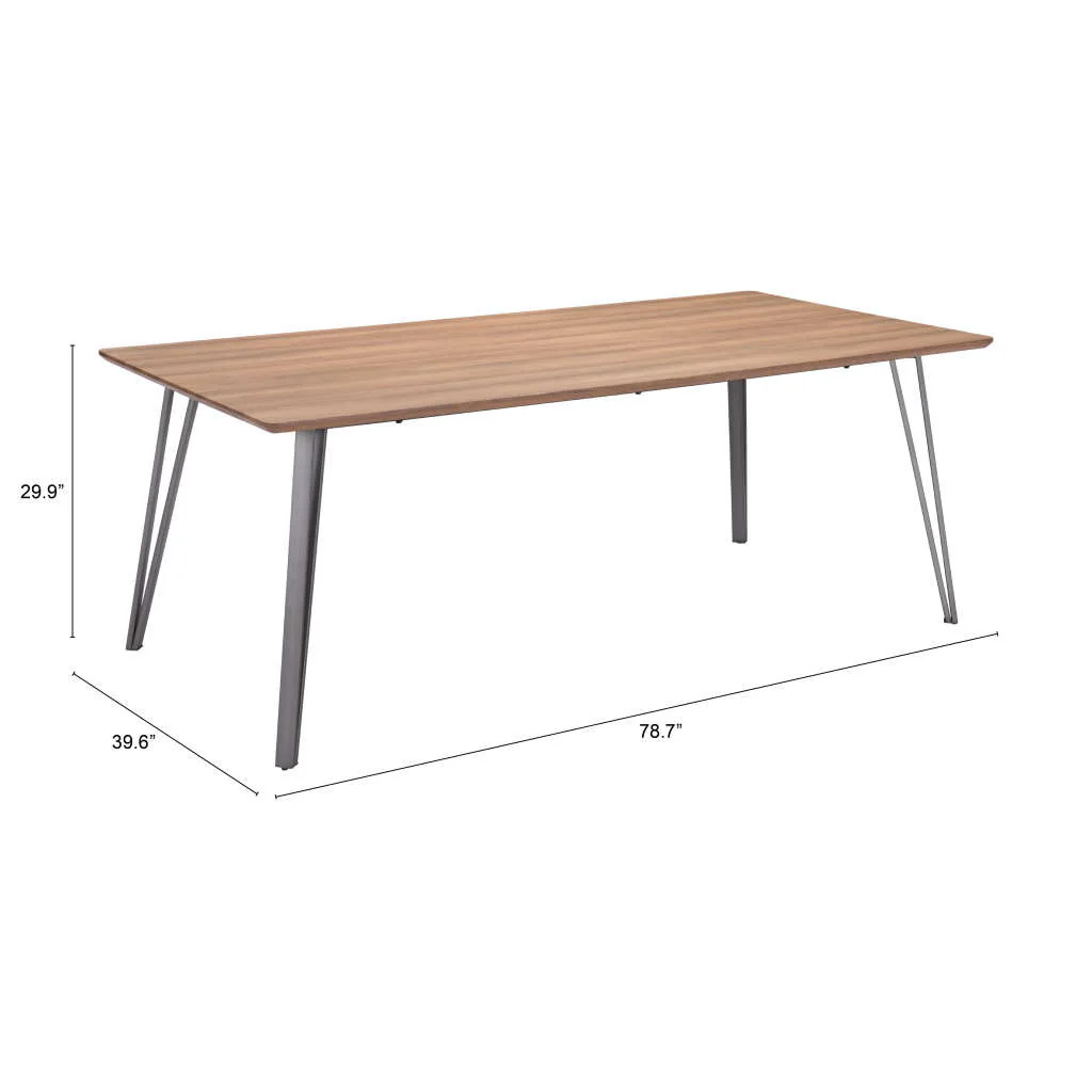 Wood Brown And Gray Steel Dining Table By Homeroots - Image 6