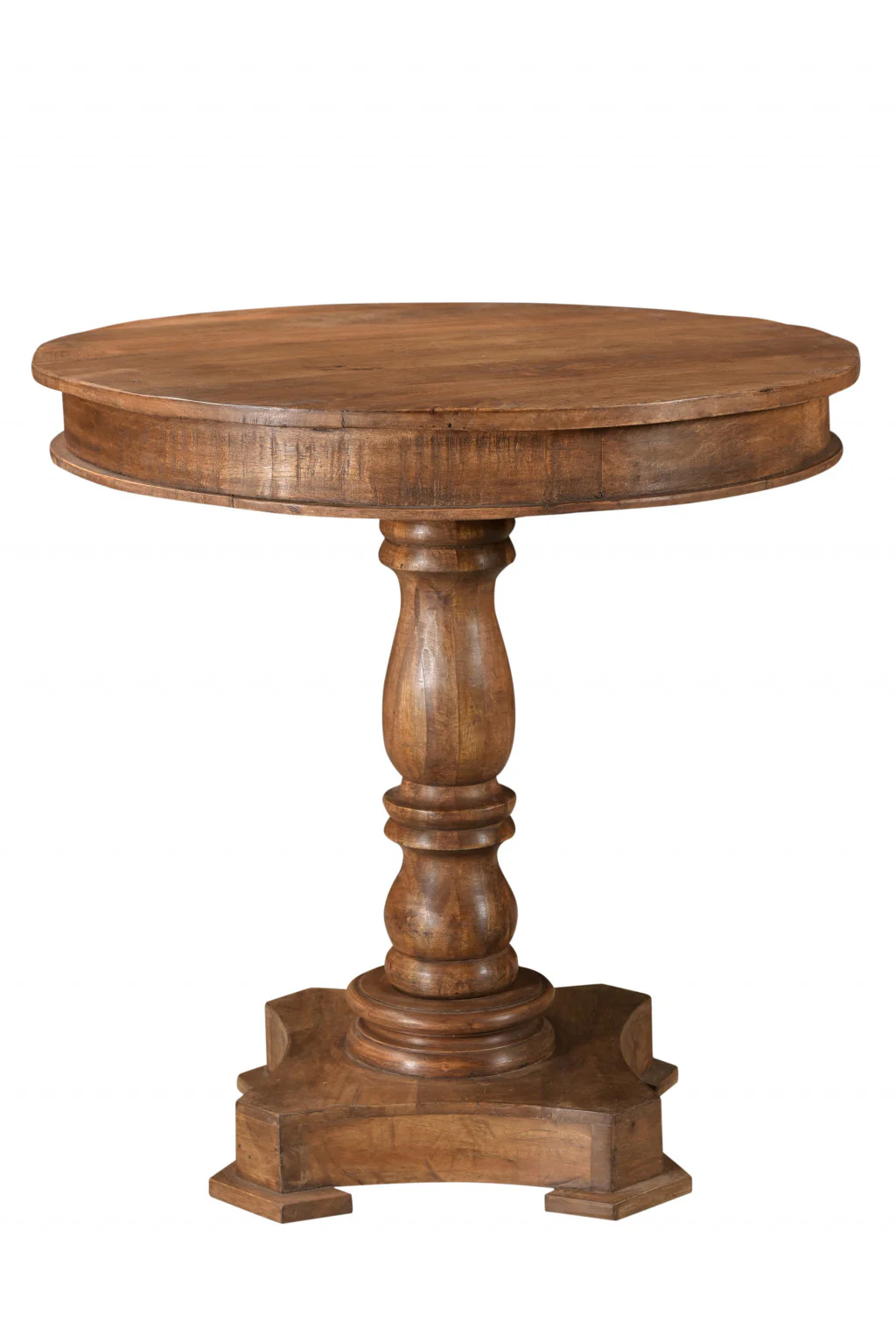 Wood Brown Rounded Solid Wood Pedestal Base Dining Table By Homeroots - Image 2