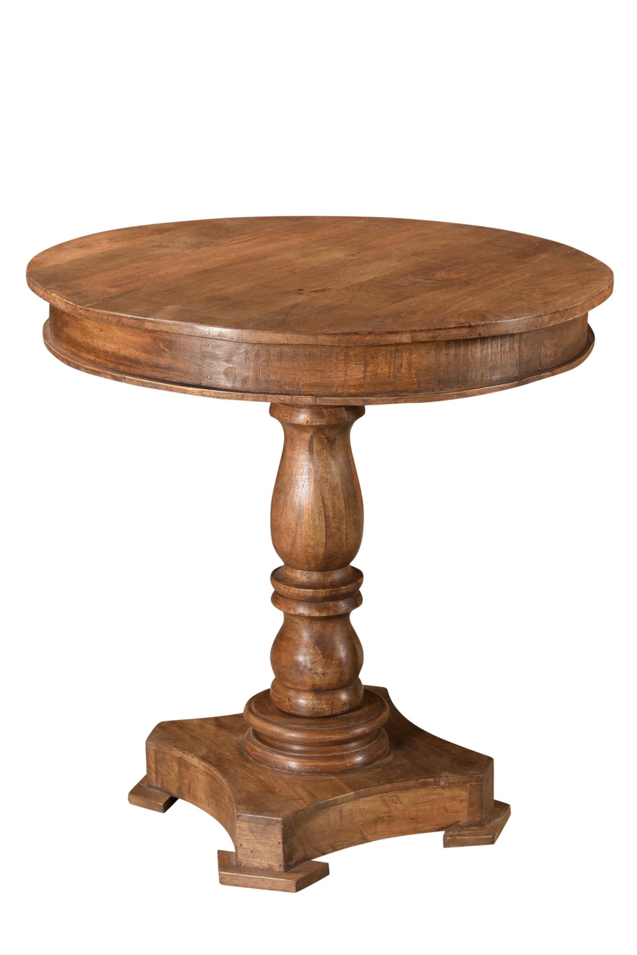 Wood Brown Rounded Solid Wood Pedestal Base Dining Table By Homeroots - Image 3