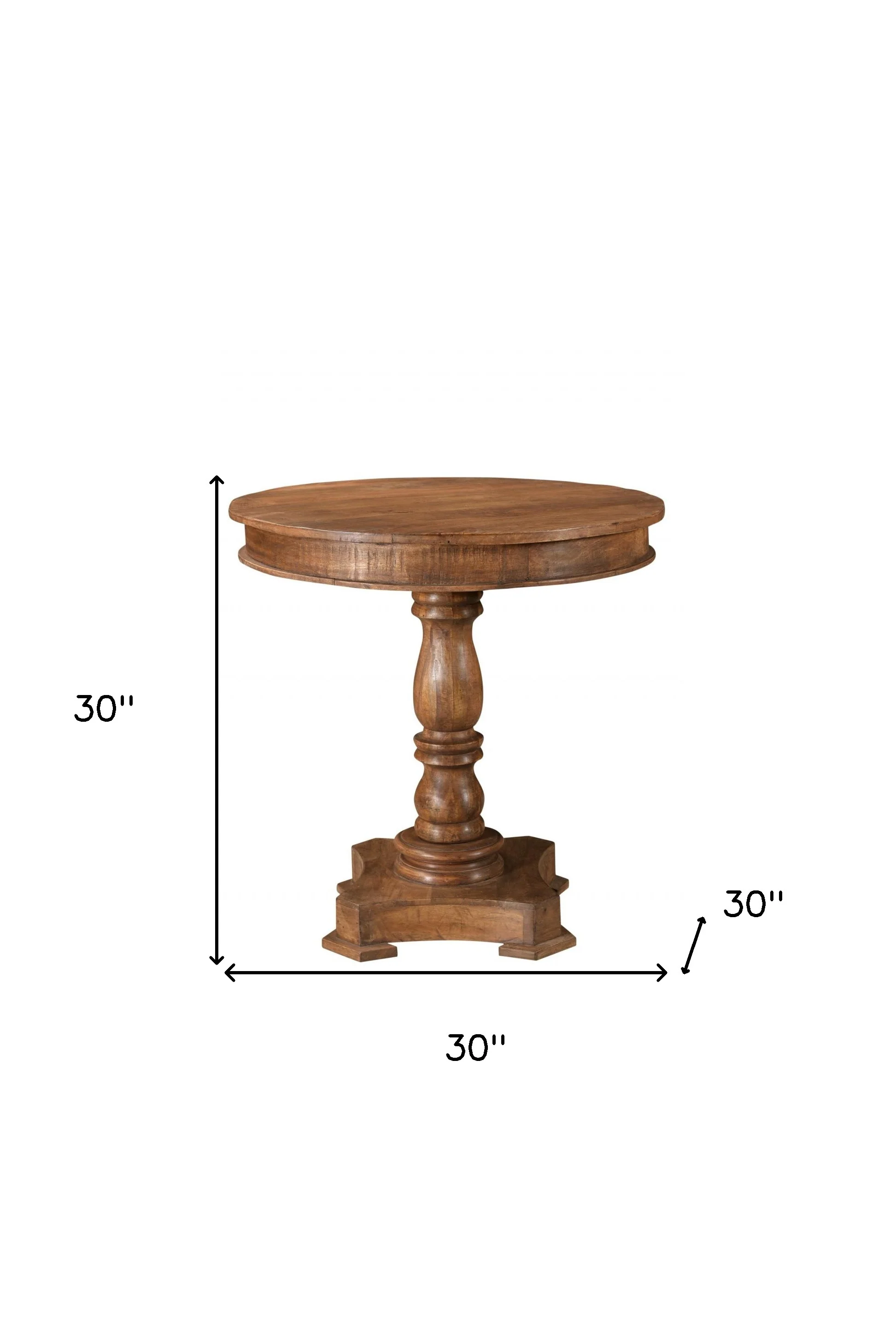 Wood Brown Rounded Solid Wood Pedestal Base Dining Table By Homeroots - Image 5