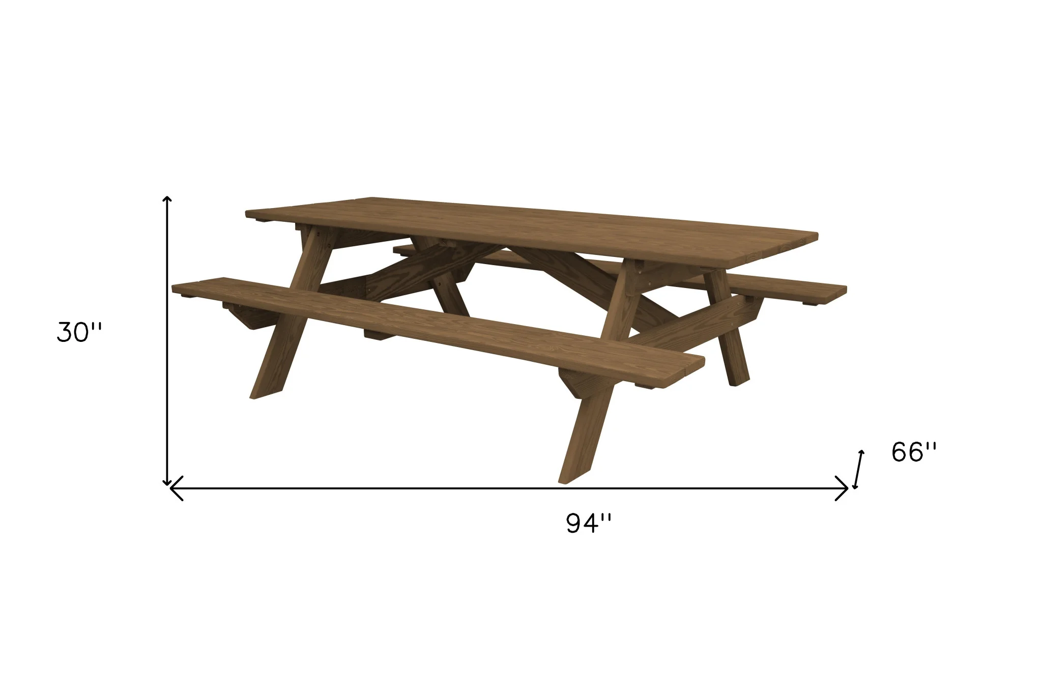 Wood Brown Solid Wood Outdoor Picnic Table By Homeroots - Image 4