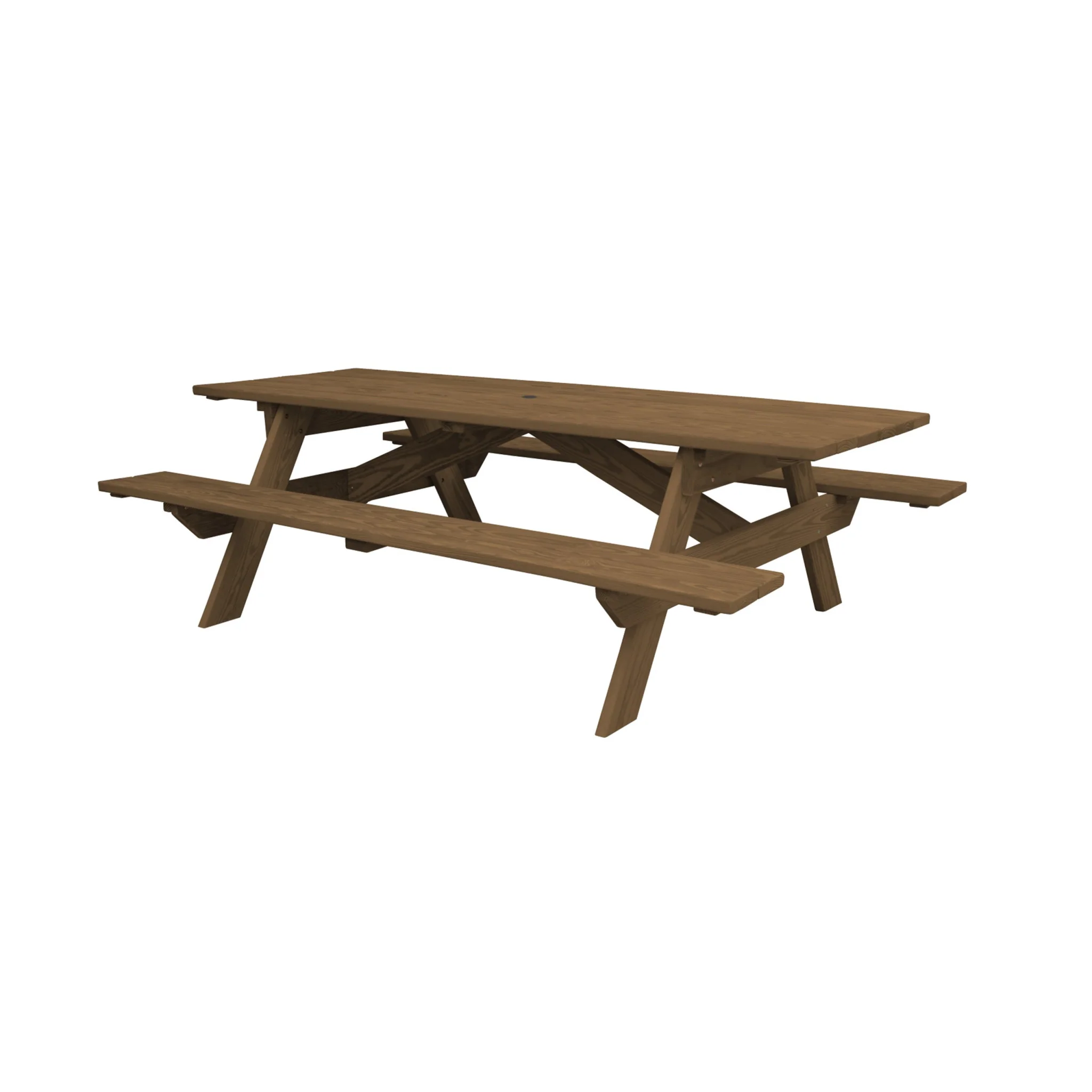 Wood Brown Solid Wood Outdoor Picnic Table with Umbrella Hole By Homeroots - Image 3