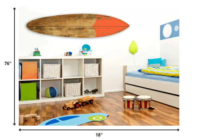 Wood Brown Surf On Surfboard Wall Art By Homeroots - Image 2