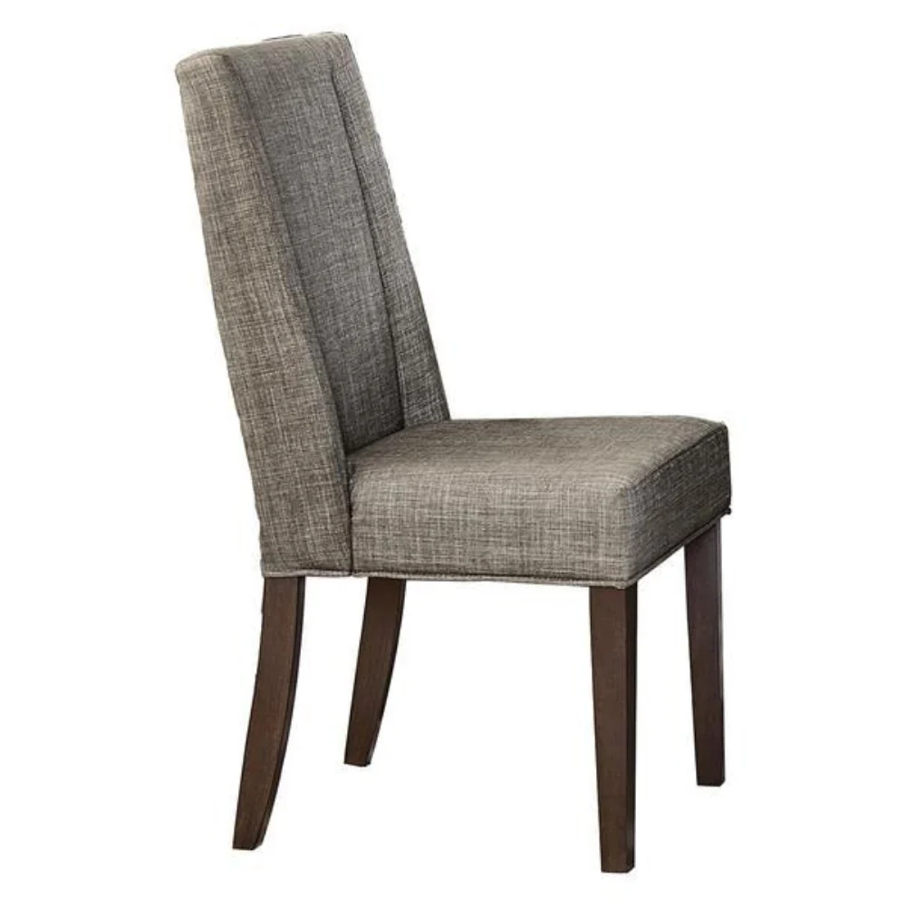 Wood & Fabric Dining Side Chair With Shallow Wing Back, Gray & Dark Brown, Set Of 2 By Benzara - Image 2