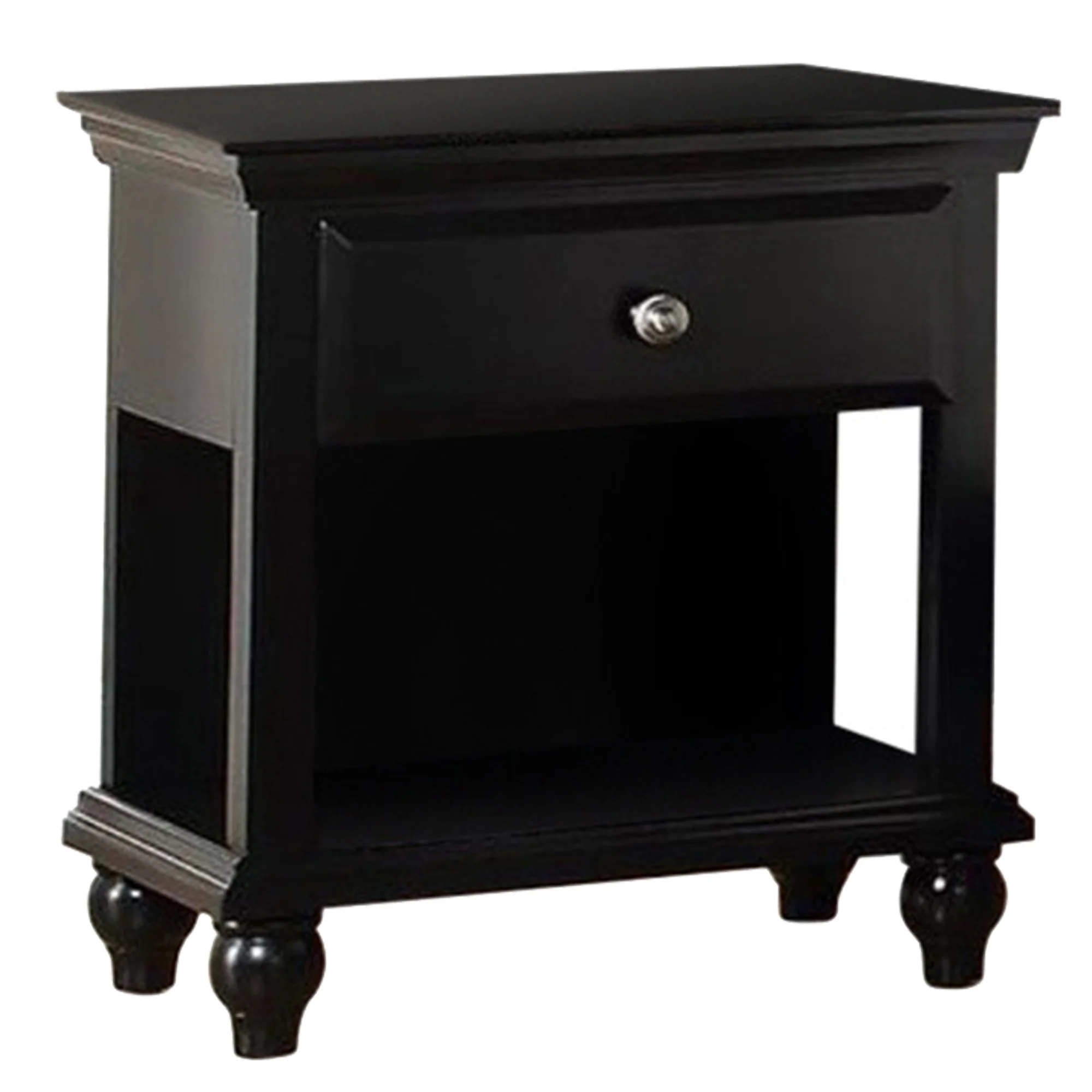 Wood Night Stand With Drawer, Black By Benzara - Image 5