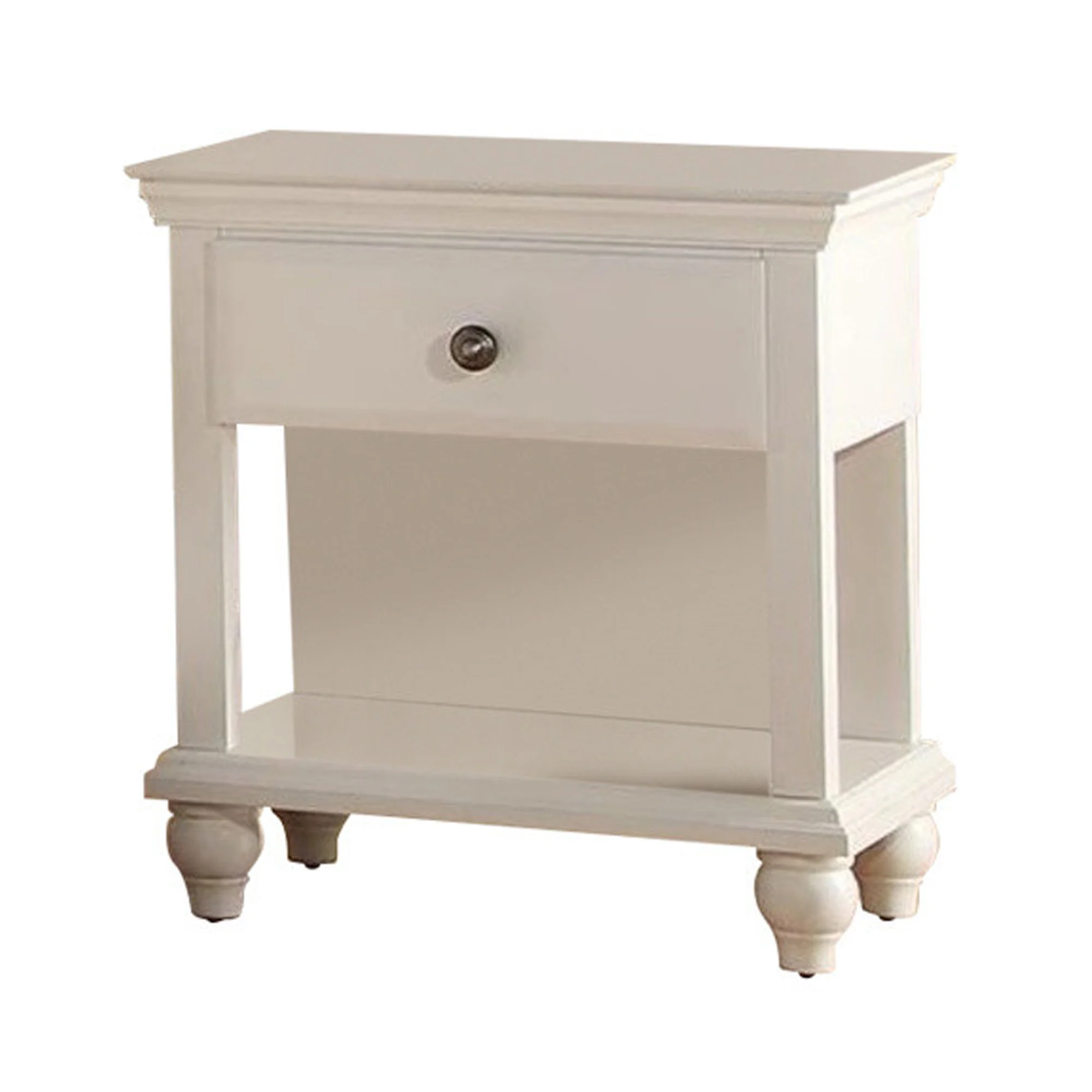 Wood Night Stand With Spacious Storage, White By Benzara - Image 4
