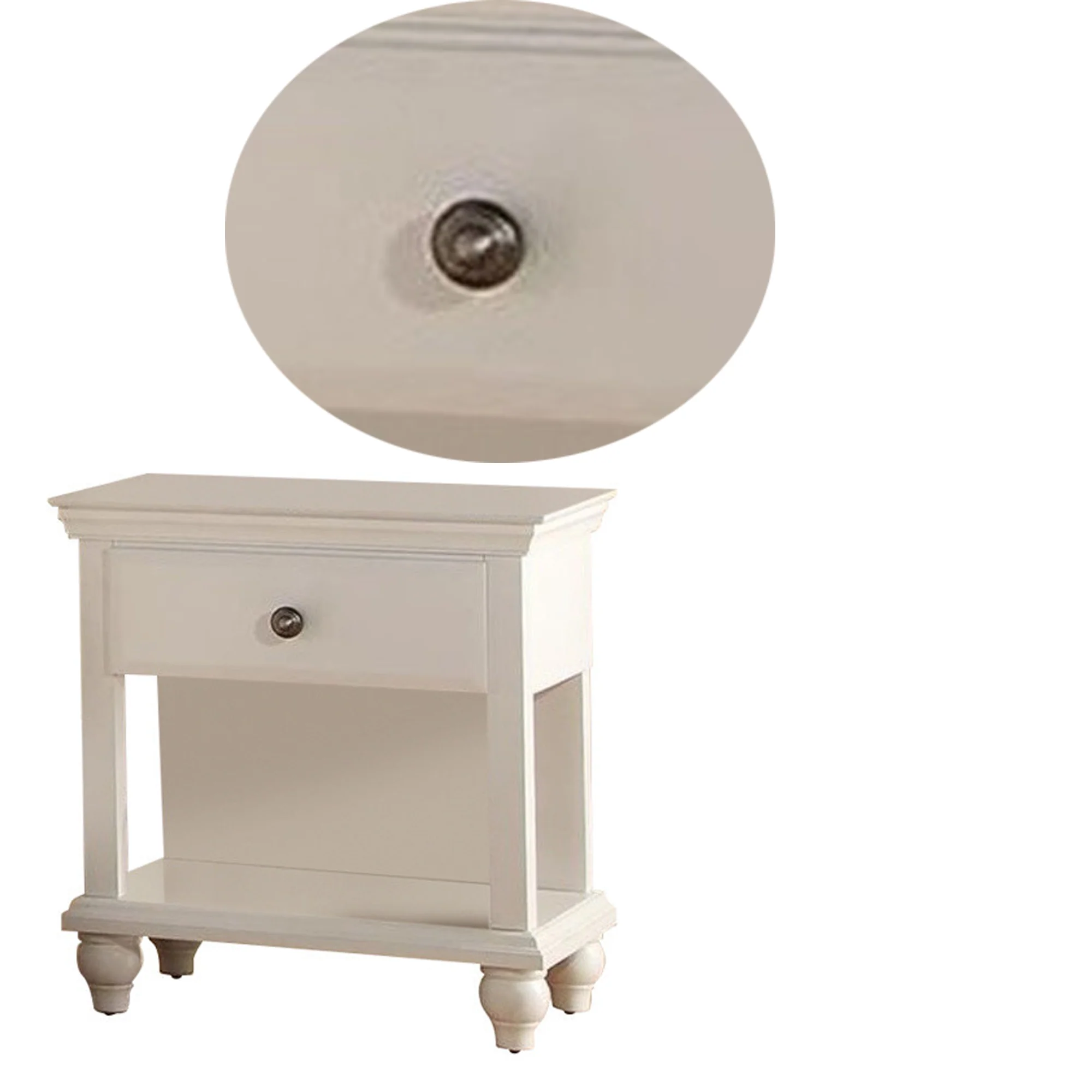 Wood Night Stand With Spacious Storage, White By Benzara - Image 5