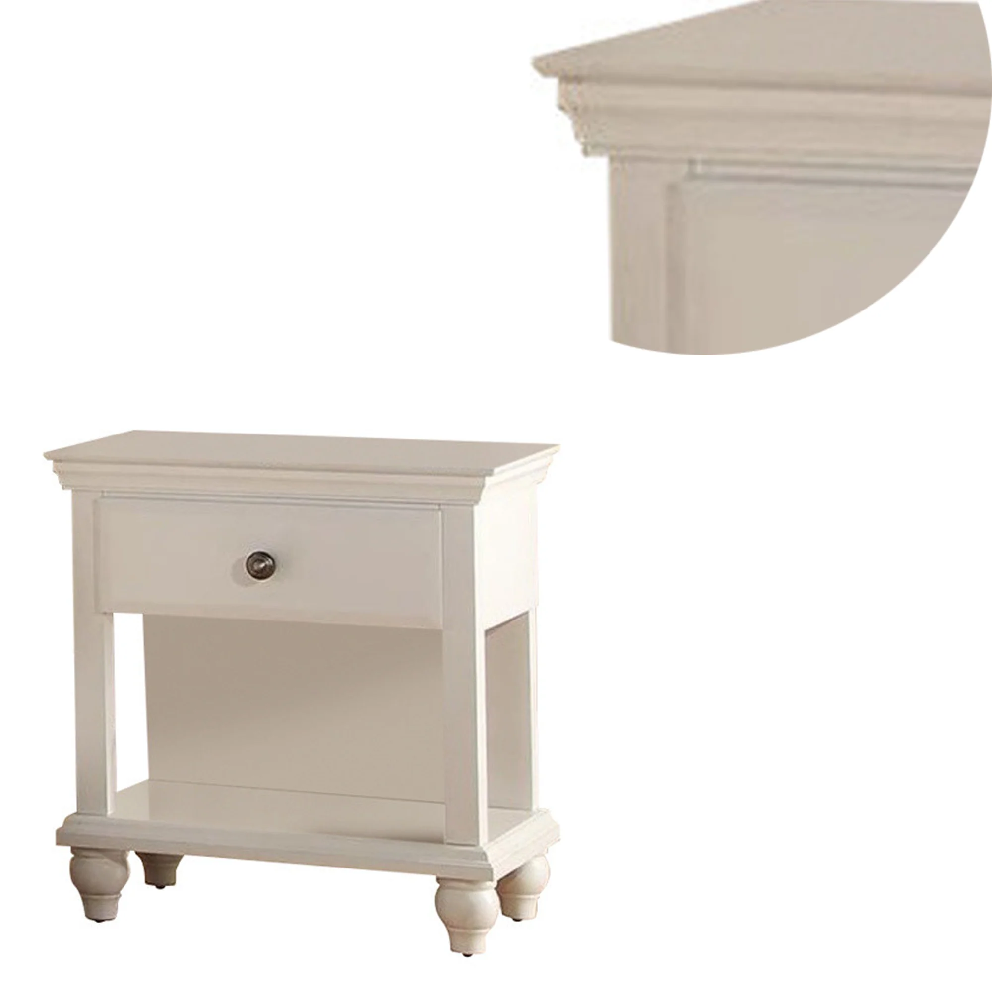 Wood Night Stand With Spacious Storage, White By Benzara - Image 6
